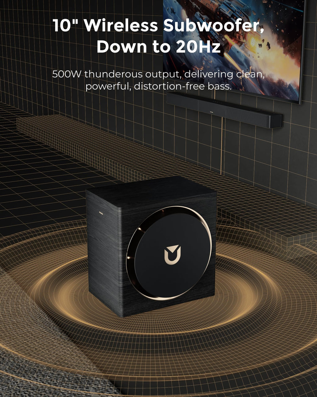 ULTIMEA Skywave X60 7.1.4ch Wireless Surround Sound System for Home Theater | with Dolby Atmos, 840W Sound Bar with 8" Wireless Subwoofer for TV, 28Hz Low Frequency, GaN Amplifier, 4K HDR Pass-Through