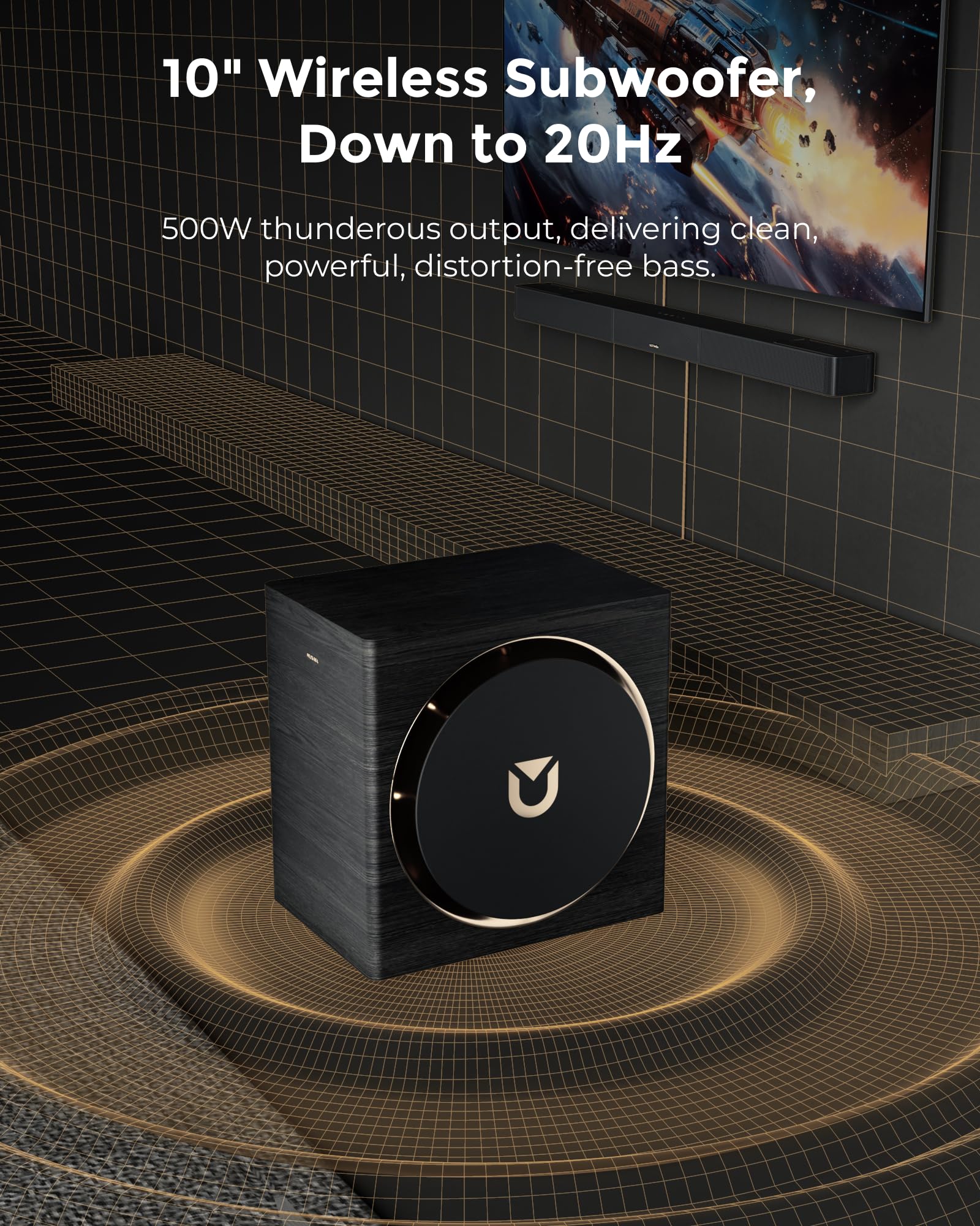 ULTIMEA Skywave X60 7.1.4ch Wireless Surround Sound System for Home Theater | with Dolby Atmos, 840W Sound Bar with 8" Wireless Subwoofer for TV, 28Hz Low Frequency, GaN Amplifier, 4K HDR Pass-Through