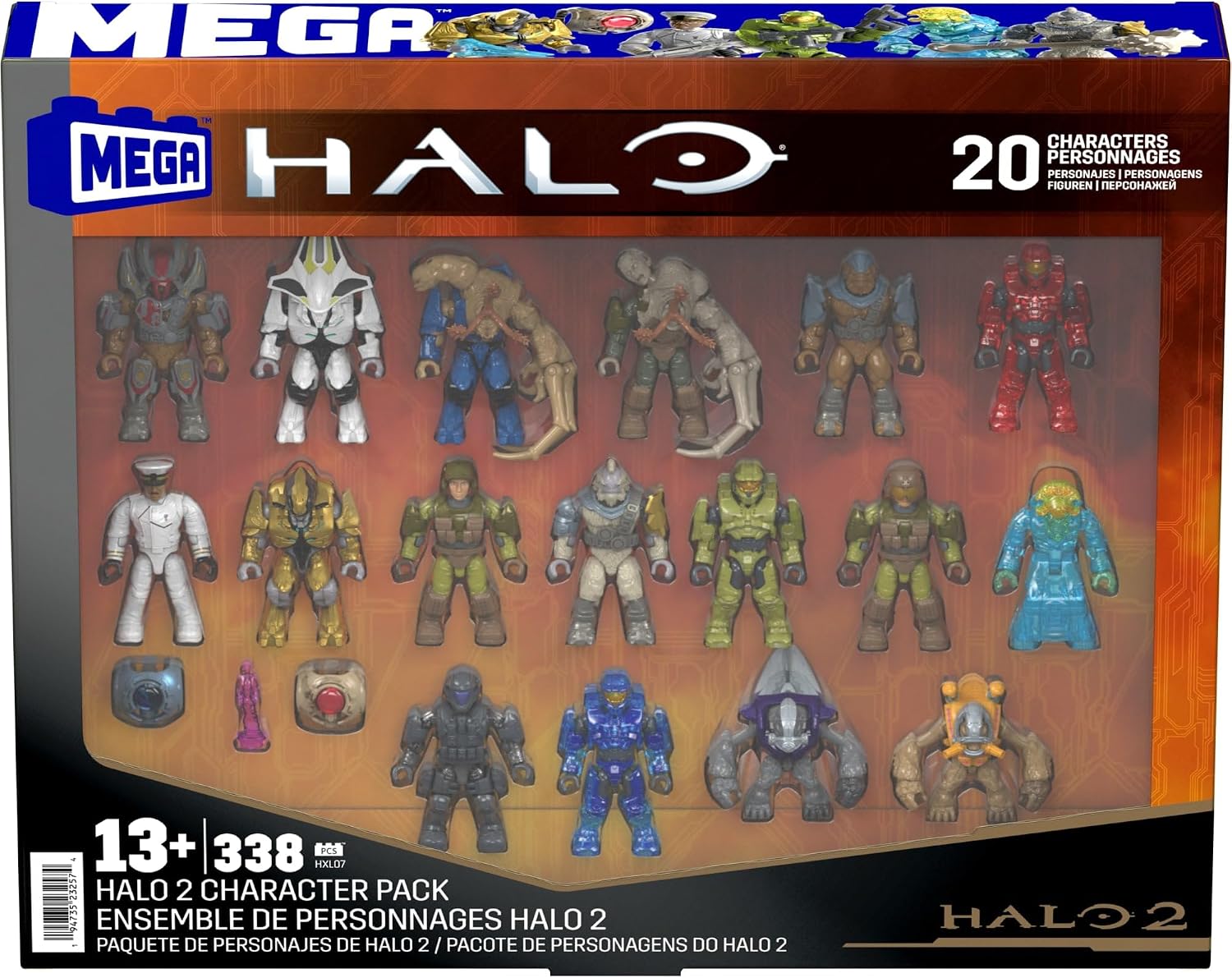 MEGA HALO Action Figures Building Toys Set, Character Pack with 339 Pieces, Poseable Articulation, 2 Inches Tall, Kids or Adult Collectible