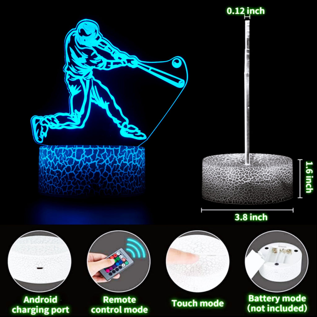 3D Illusion Night Light with Swappable Acrylic Panels – 6 Designs