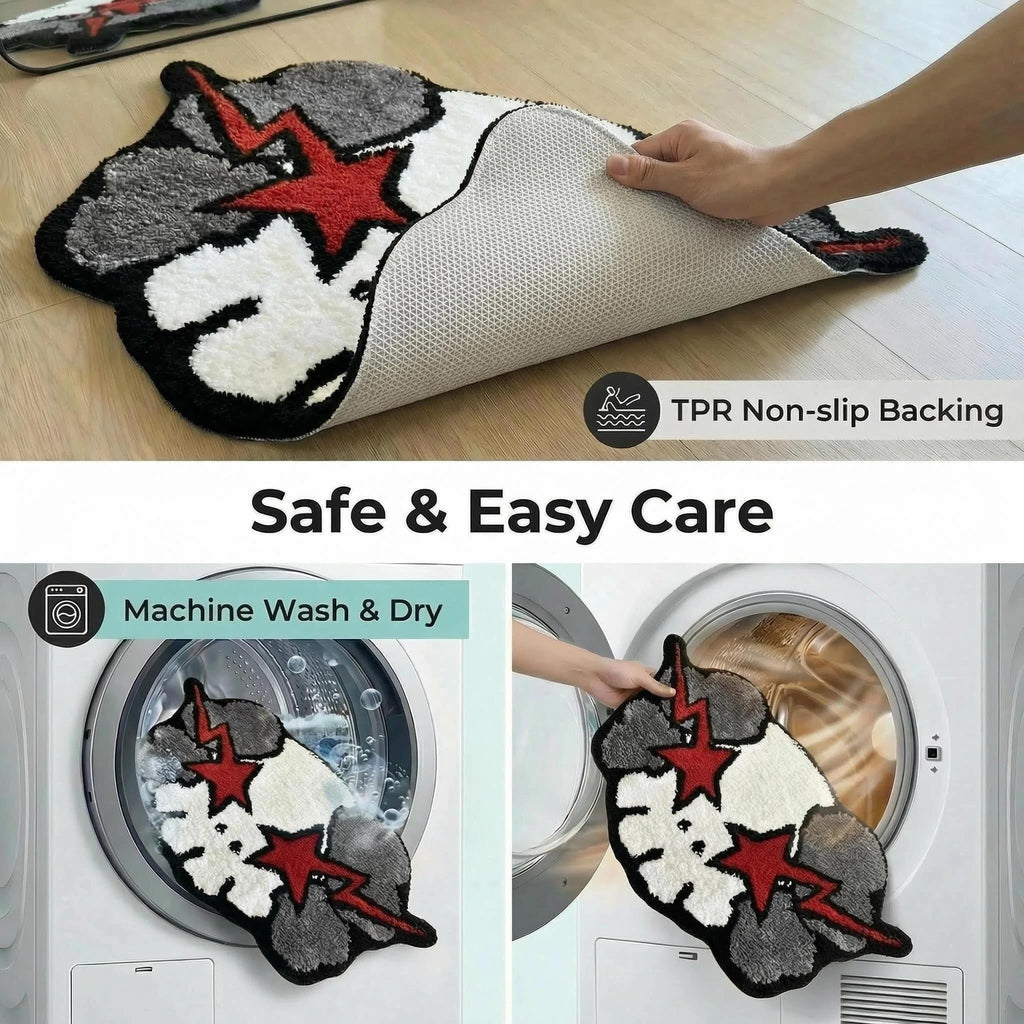 Graduation Bear Rug - Hypebeast Room Decor, Ultra-Soft Hypebeast Rugs with TPR Non-Slip Backing, Trendy Cloud-Like Plush Cute Carpet, Cool Rugs for Bedroom & Man Cave (28"x28") - Flex Gamingproduct_type