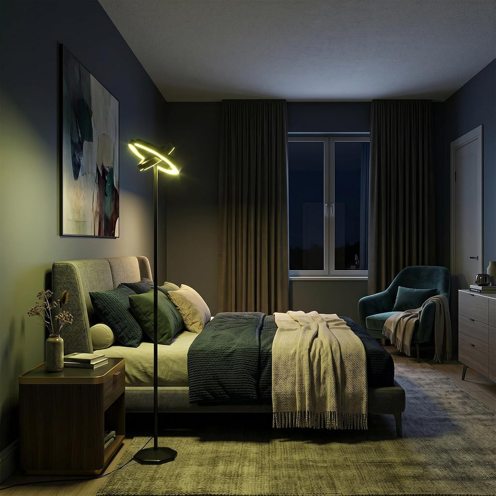 Smart Floor Lamp RGB with Alexa Compatibility, 70.8" LED Standing Lamp with Dual Adjustable Ring Lights, Music Sync, Timer, App & Remote Control, Modern Corner Lamp for Bedroom Living Room Gaming Room - Flex Gamingproduct_type