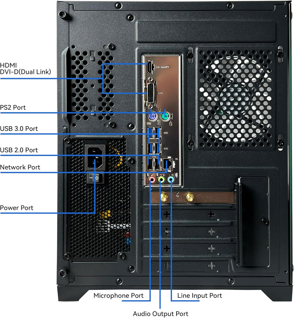 YAWYORE Gaming PC Desktop Computer AMD R5 5600GT 16GB 1TB NVMe Towers WiFi | 16GB DDR4 3200MHz, 1TB M.2 NVMe PCIe, 550W 80PLUS PSU, WiFi BT, Game Design Office Console - Flex Gamingproduct_type