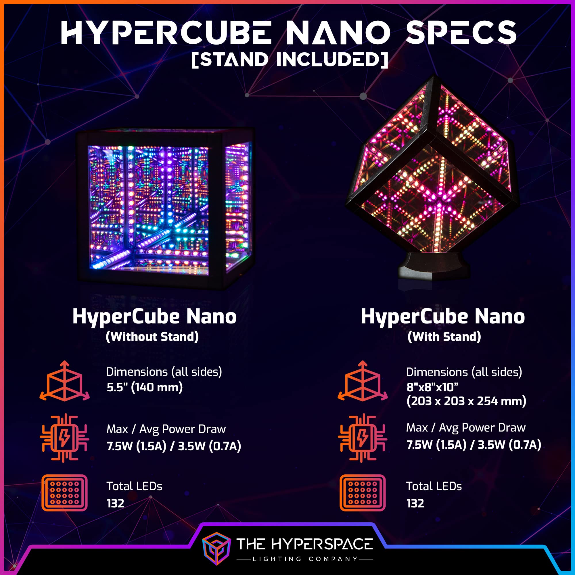 Hyperspace Lighting Co. Infinity Mirror LED Lamp – 4 Sizes