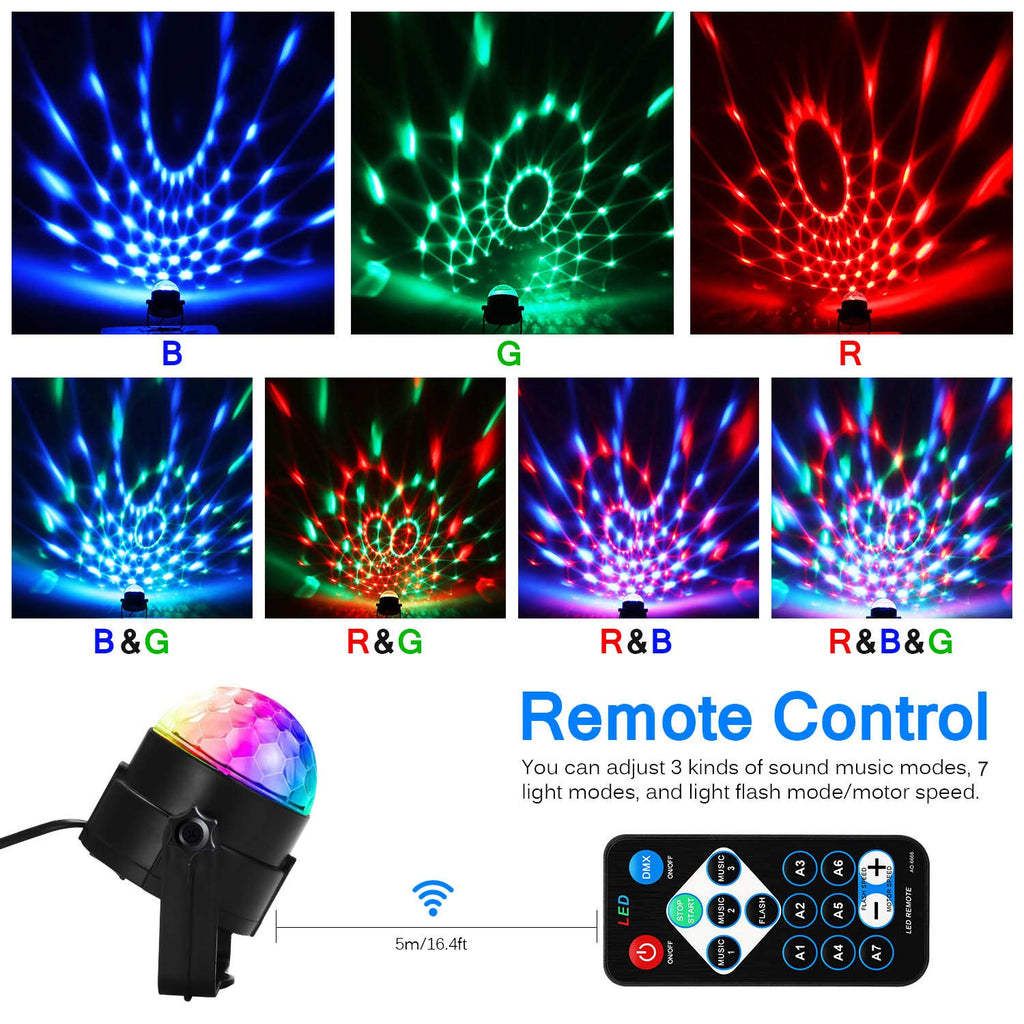 Party Lights,Disco DJ Strobe Light Rave Stage Projector Effect Dance Club Light Sound Activated with Remote Control for Parties Home Show KTV Pub Dance Christmas