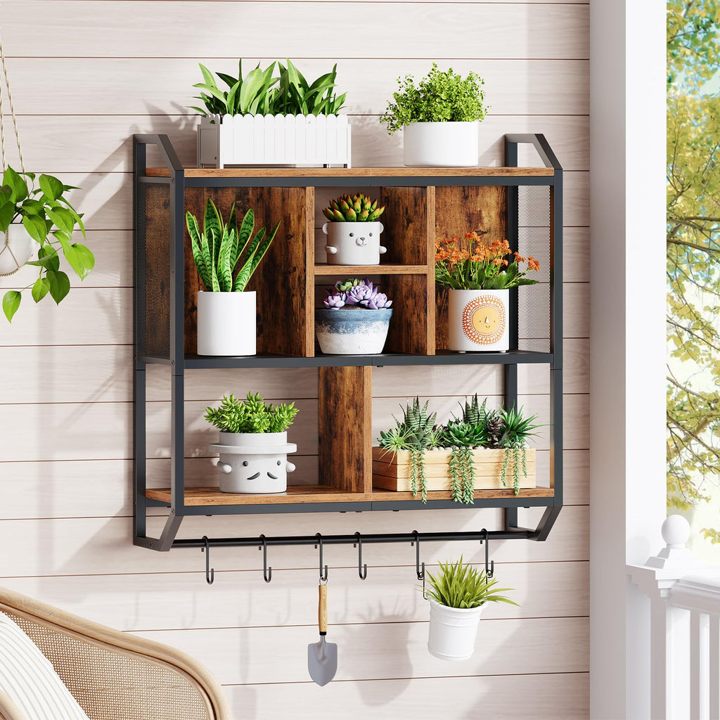 HOOBRO Gaming Floating Shelves with LED Lights, 28.7" LED Wall Mounted Shelf, 3-Tier Display Rack for Wall Storage, Floating Rack with Hanging Rod and 6 S-Hooks, for Gaming Room, Black BB70DBJ01 - Flex Gamingproduct_type