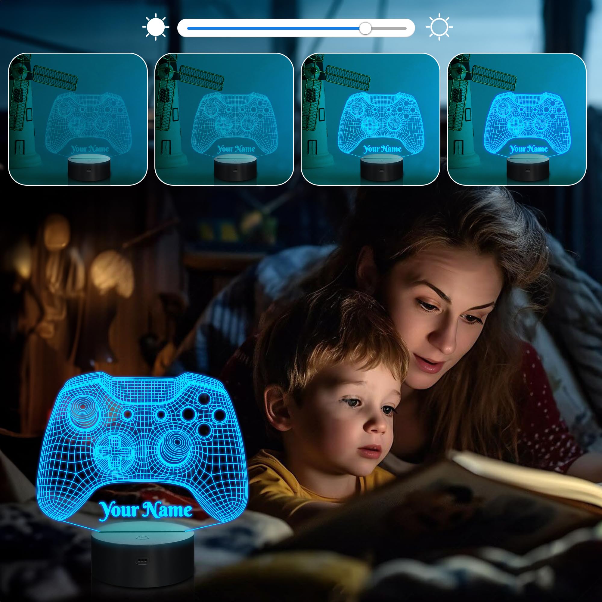 Attivolife Gamepad 3D Lamp, Hologram Illusion Controller Night Light for Kid, 16 Colors Changing & Remote Dimmer Control, Cool Boy Girl Video Gaming Room Accessories as Xmas Birthday Gift for Teen