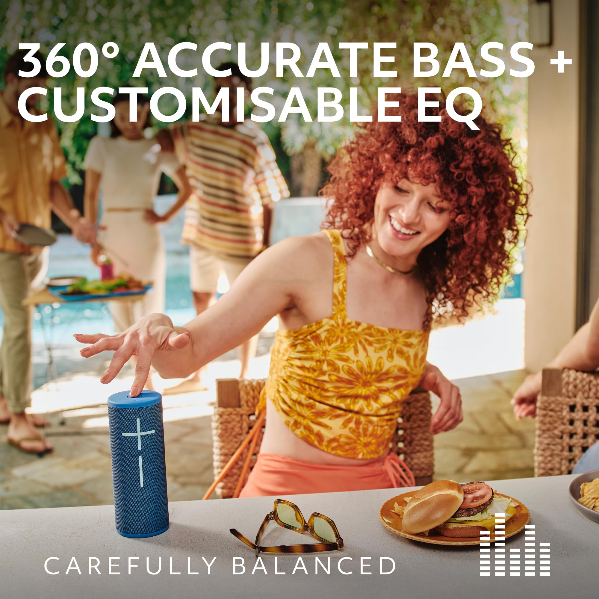 Ultimate Ears Boom 4 Portable Bluetooth Speaker, Waterproof - Blue | Balanced 360-degree sound, clear audio, deep bass, floating design, 15-hour battery life, 147ft (45m) wireless range