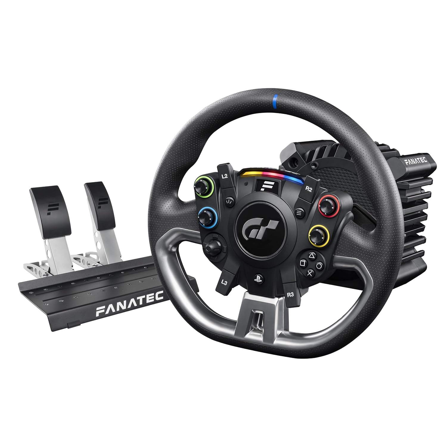 Fanatec Officially Licensed Gran Turismo DD Pro PlayStation Sim Racing Steering Wheel, Base and Pedals – Polyphony Digital Wheel, 5 Nm FluxBarrier Direct Drive, 2-Pedal Set for PC, PS5, PS4 - Flex Gamingproduct_type
