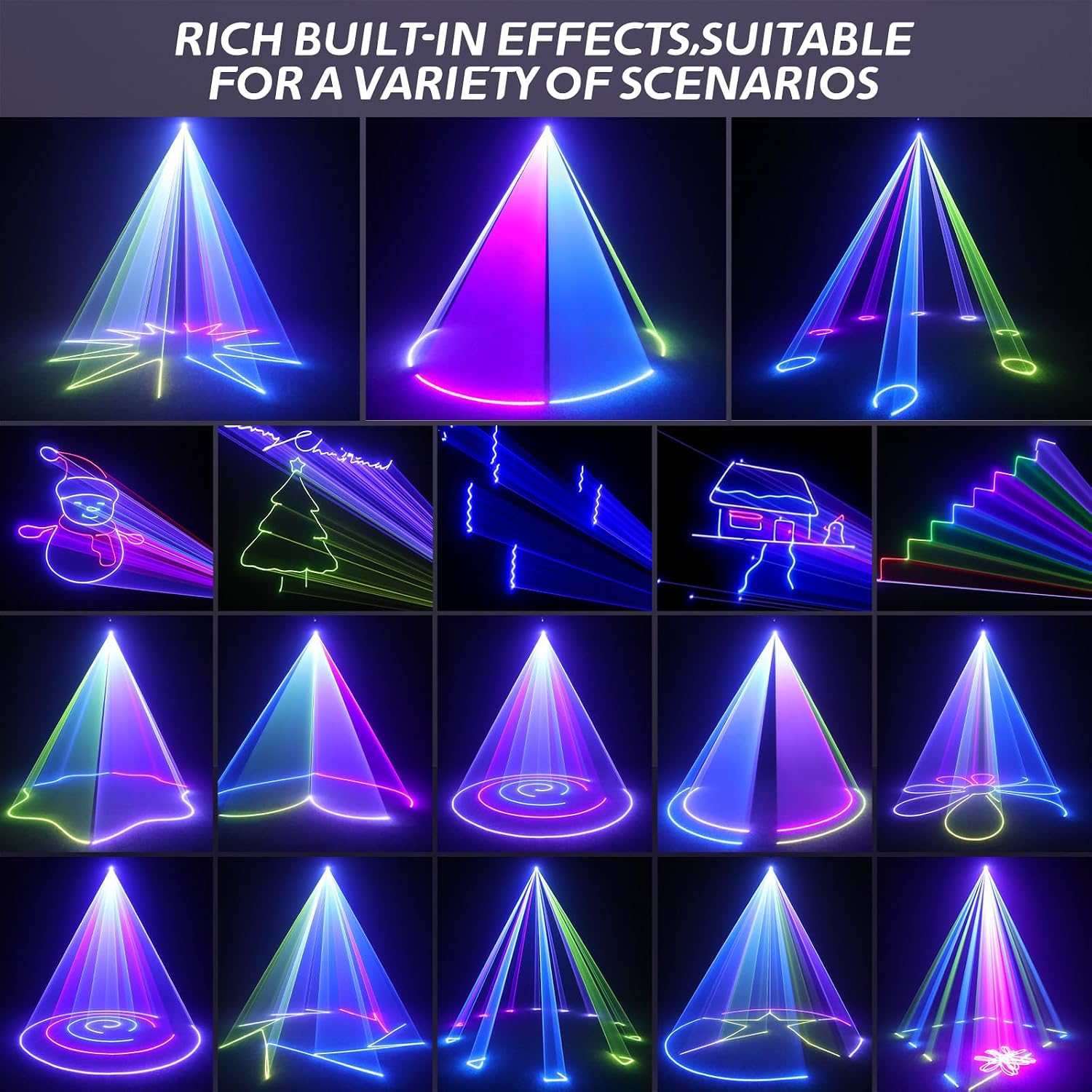 DJ Laser Light for Party,3D Animation Laser Machine,Multiple Control Functions,Support Manual Graffiti, Text Playback, and Personalized Programming,Suitable for DJ Parties, KTV Bars and Events