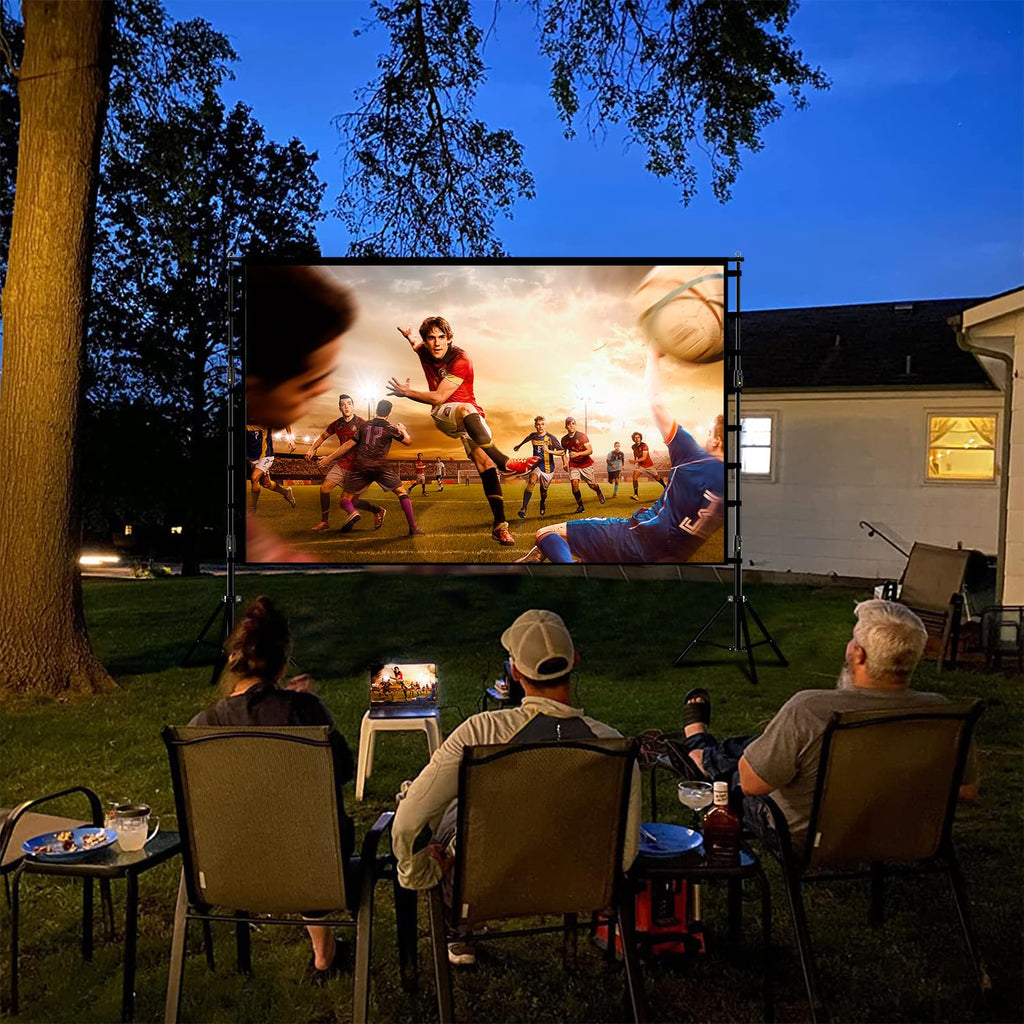 Wootfairy 180inch Projector Screen with Stand: Portable Wrinkle-Free Screen | Foldable 16:9 4K HD Front Rear Projection Movie Screen with Carry Bag for Indoor Outdoor Backyard Family Live Sports Night - Flex Gamingproduct_type