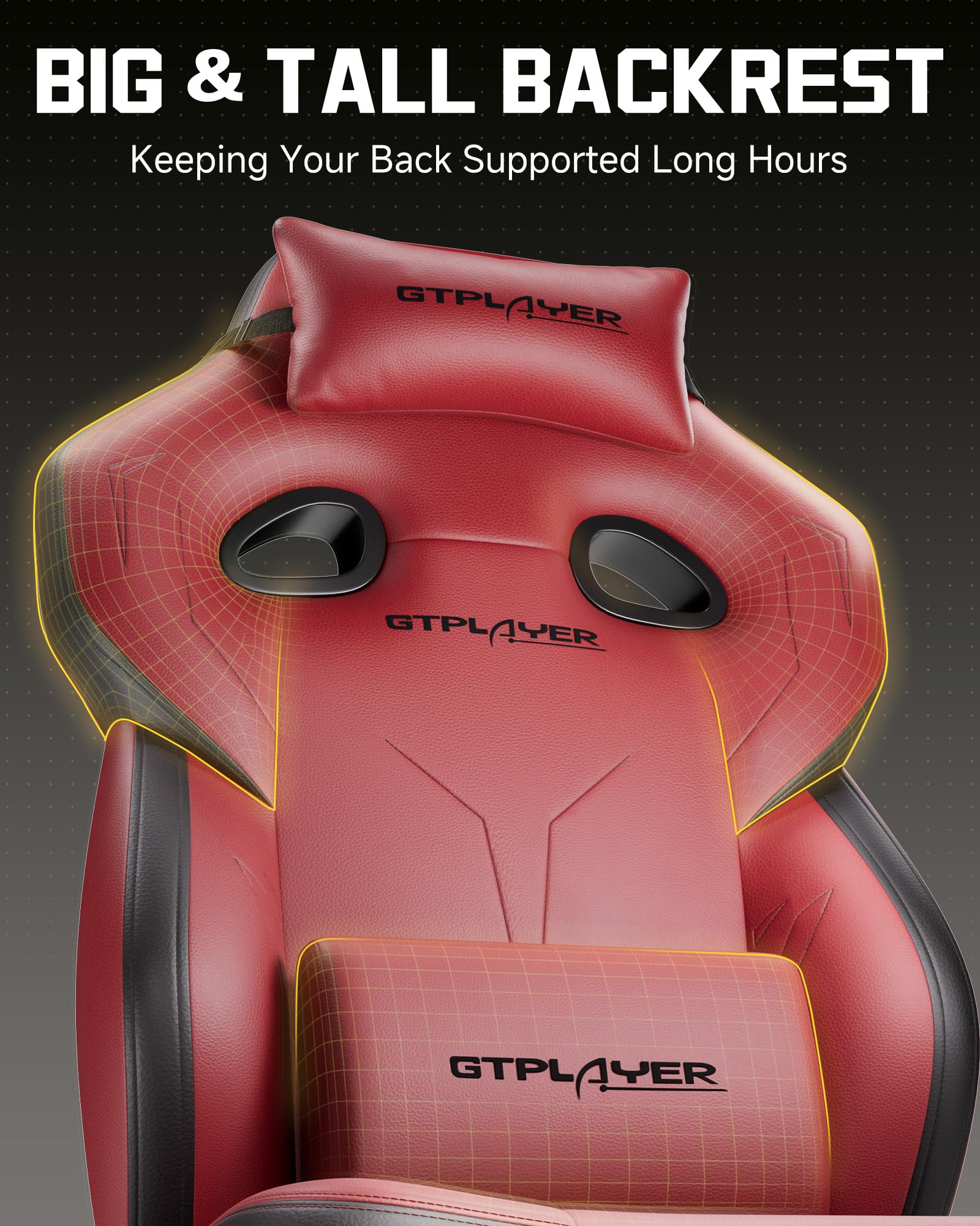 GTPLAYER Big & Tall Gaming Chair, 90°-155° Adjustable Reclining Office Seat with Footrest, Ergonomic Comfy Computer Desk Chair for Adults, Home Office Gaming Study Use, Black - Flex Gamingproduct_type