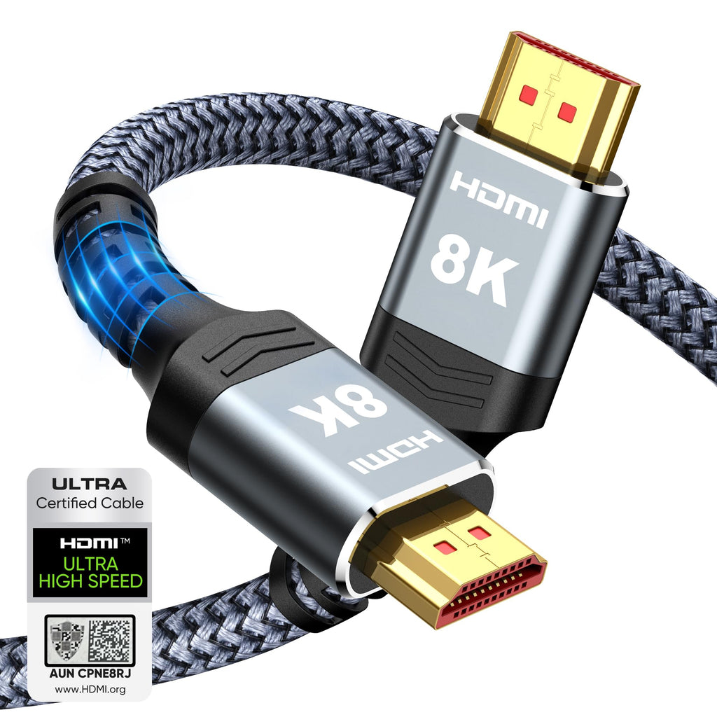 Highwings 8K 10K 4K HDMI Cable 48Gbps 6.6FT/2M, Certified Ultra High Speed 2.1 HDMI Cable Braided Cord-4K@120Hz 8K@60Hz, DTS:X, HDCP 2.2 & 2.3, HDR 10 Compatible with DVD Player/PS5/HDTV/Blu-ray - Flex Gamingproduct_type