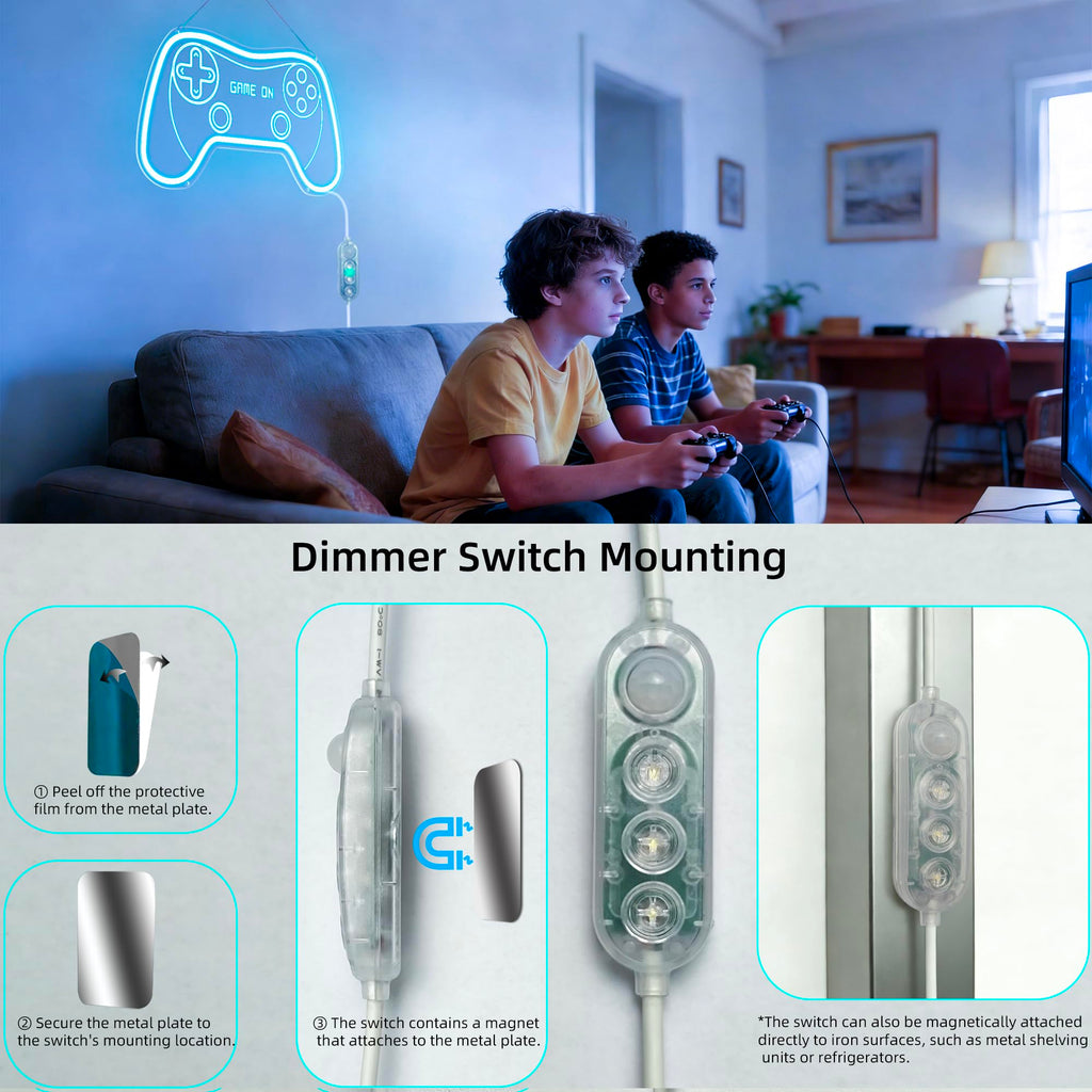 Motion Sensor Gamer Neon Sign Neon Light for Boys Room, Game Controller LED Sign for Gaming Room Decor,Neon Signs USB-Powered With Auto-on/off Switch,Gamer Gifts for Teens,Boys,Kids - Flex Gamingproduct_type