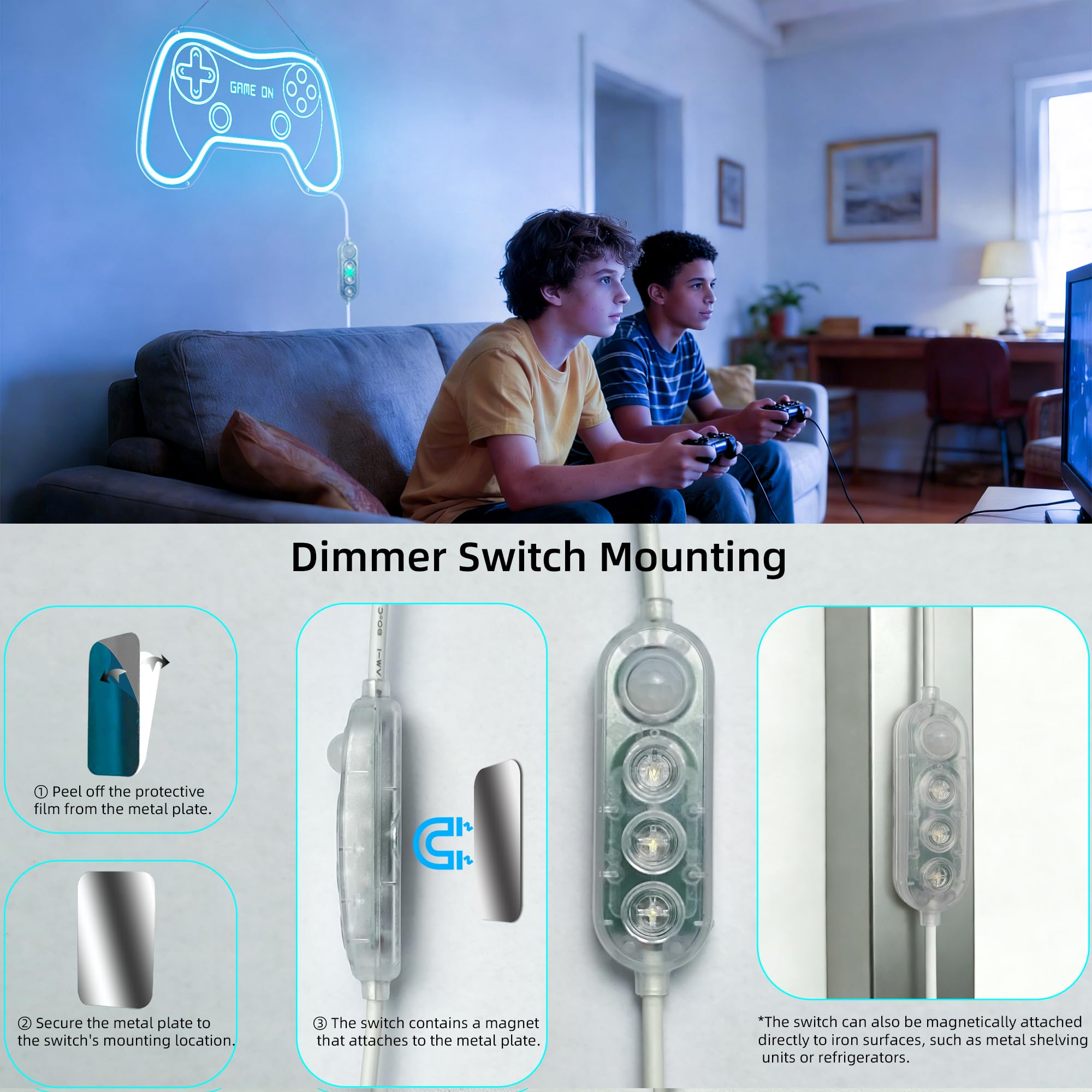 Motion Sensor Gamer Neon Sign Neon Light for Boys Room, Game Controller LED Sign for Gaming Room Decor,Neon Signs USB-Powered With Auto-on/off Switch,Gamer Gifts for Teens,Boys,Kids - Flex Gamingproduct_type