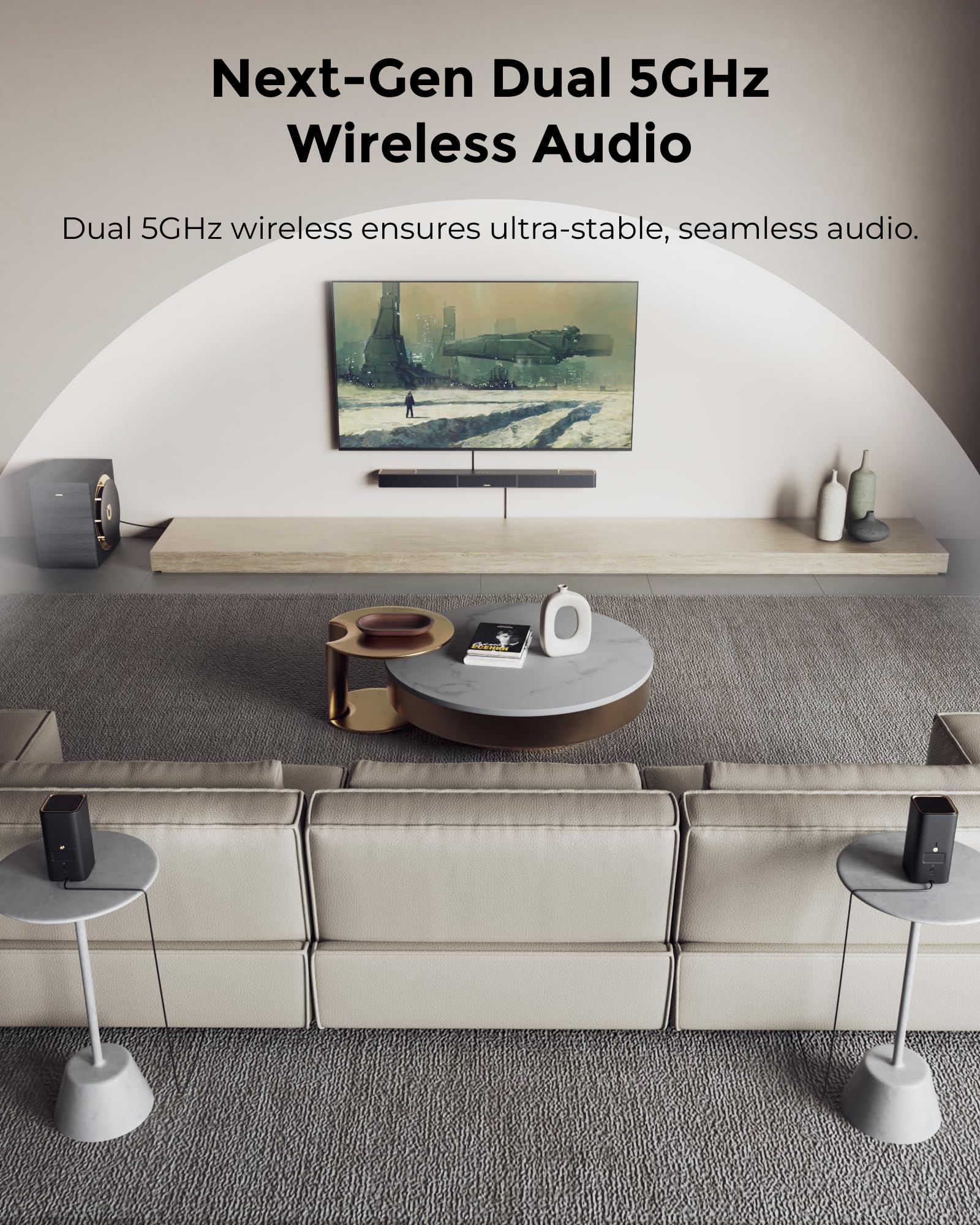 ULTIMEA Skywave X60 7.1.4ch Wireless Surround Sound System for Home Theater | with Dolby Atmos, 840W Sound Bar with 8" Wireless Subwoofer for TV, 28Hz Low Frequency, GaN Amplifier, 4K HDR Pass-Through