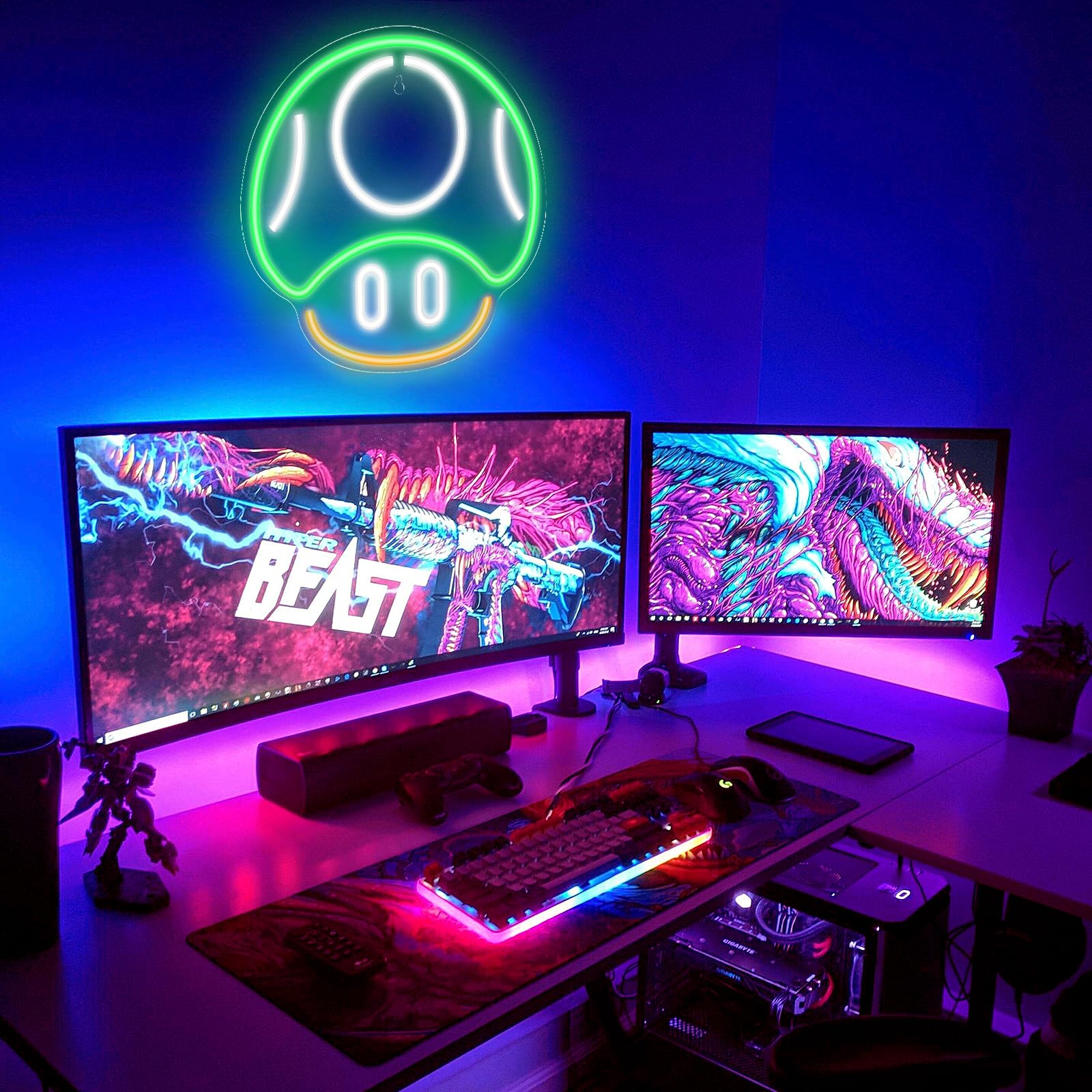 Kavaas Gamer Neon Sign, UV Printed Gaming Neon Sign for Gamer Room Decor - LED Video Game Neon Lights for Bedroom Boys, Gaming Wall decor - Best Gamer Gifts for Teenage Boys, Christmas - Flex Gamingproduct_type