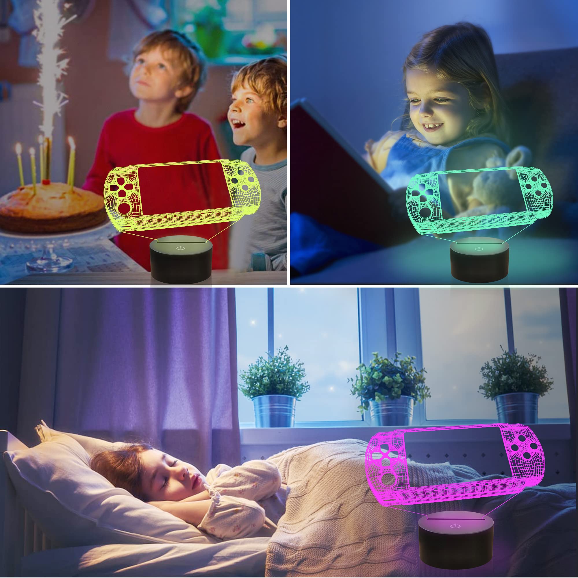 Attivolife Gamepad 3D Lamp, Hologram Illusion Controller Night Light for Kid, 16 Colors Changing & Remote Dimmer Control, Cool Boy Girl Video Gaming Room Accessories as Xmas Birthday Gift for Teen