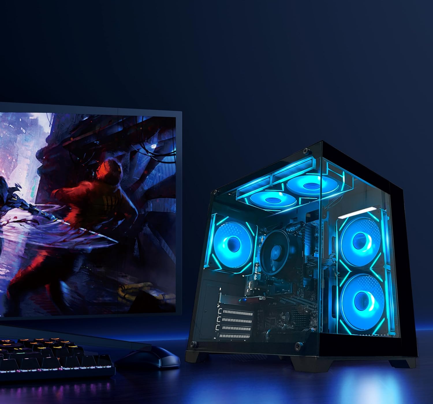 YAWYORE Gaming PC Desktop Computer AMD R5 5600GT 16GB 1TB NVMe Towers WiFi | 16GB DDR4 3200MHz, 1TB M.2 NVMe PCIe, 550W 80PLUS PSU, WiFi BT, Game Design Office Console - Flex Gamingproduct_type