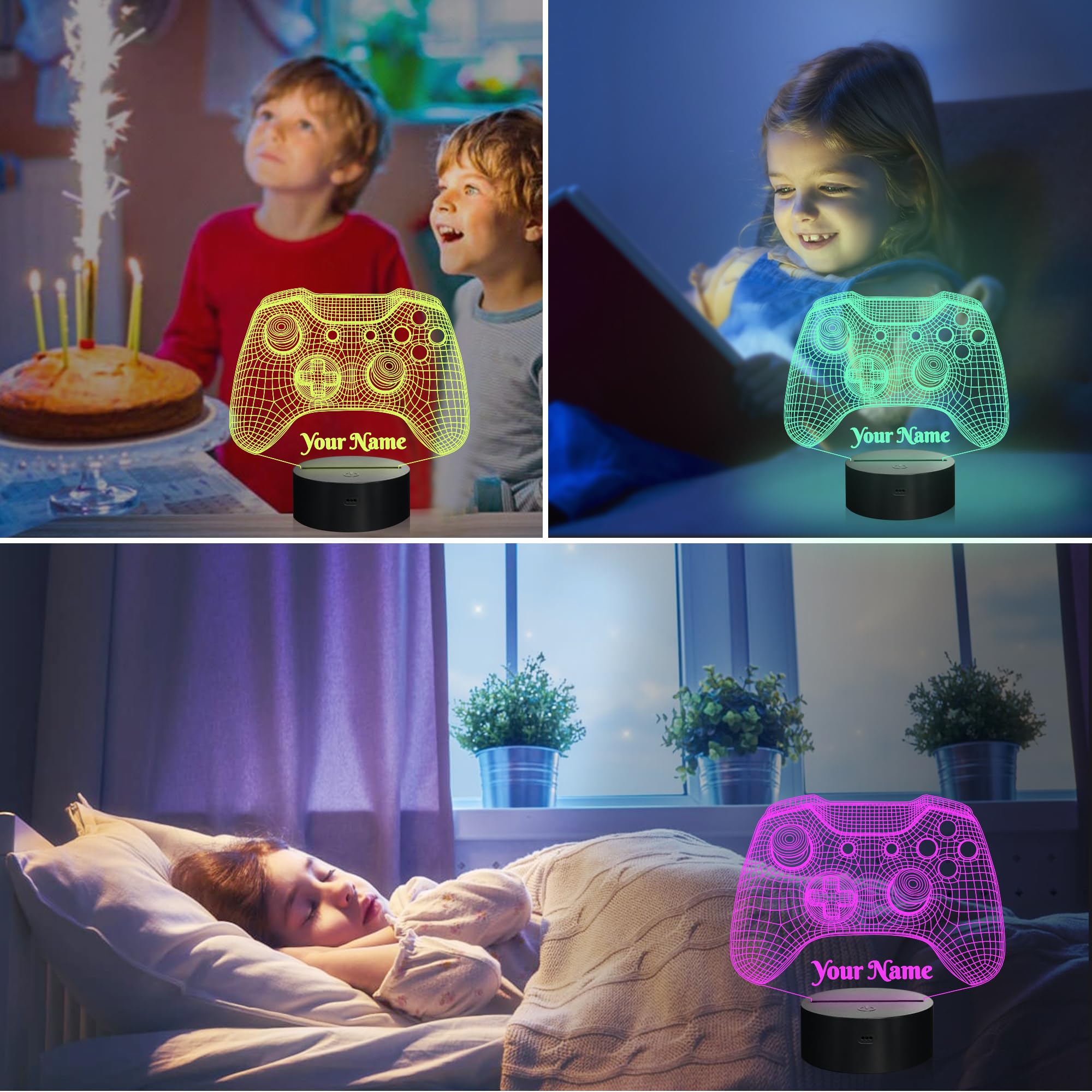 Attivolife Gamepad 3D Lamp, Hologram Illusion Controller Night Light for Kid, 16 Colors Changing & Remote Dimmer Control, Cool Boy Girl Video Gaming Room Accessories as Xmas Birthday Gift for Teen