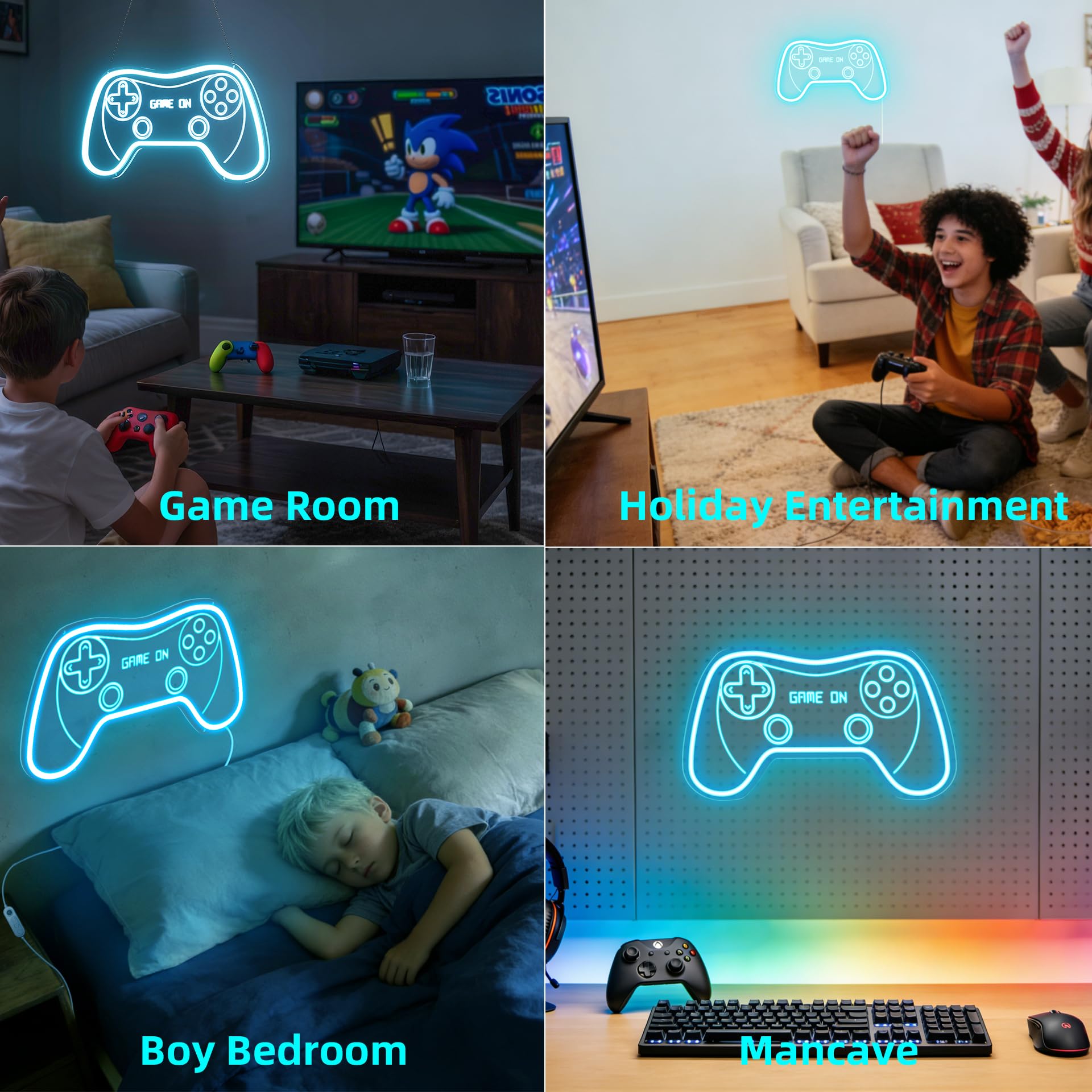 Motion Sensor Gamer Neon Sign Neon Light for Boys Room, Game Controller LED Sign for Gaming Room Decor,Neon Signs USB-Powered With Auto-on/off Switch,Gamer Gifts for Teens,Boys,Kids - Flex Gamingproduct_type