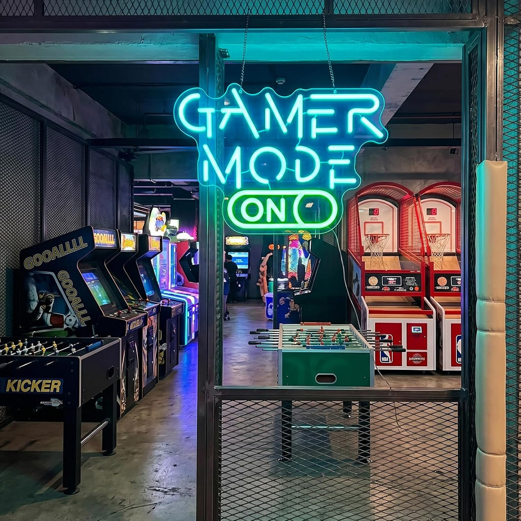 Gamer Mode Neon Sign for Gaming Room Decor, USB Powered LED Wall Light with Dimmer, Cool Gamer Setup Accessories for Bedroom, Streamer Background, Teen Boy Game Room, Man Cave
