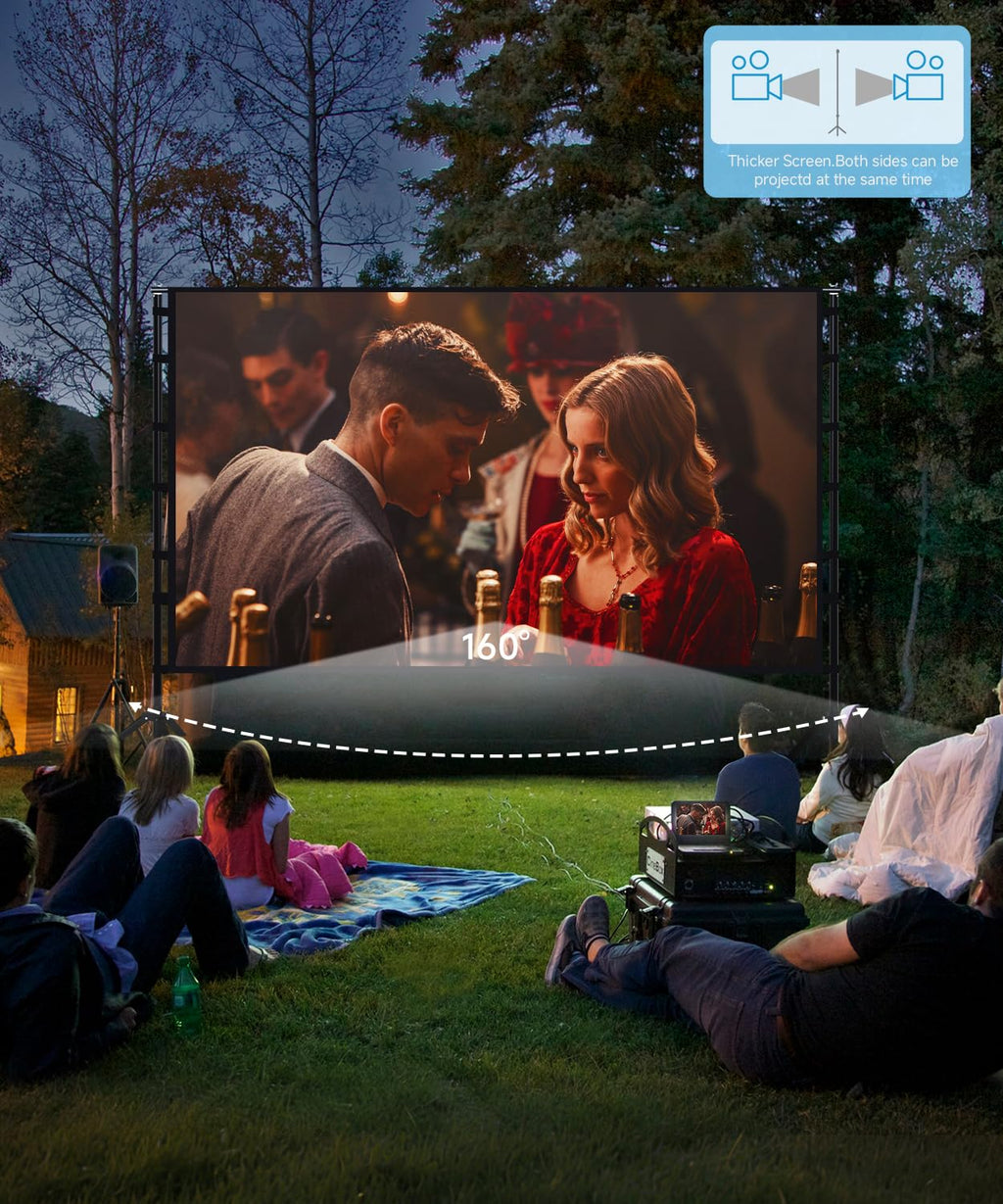 STWUI Outdoor-Projector-Screen-with-Stand - 120 inch Portable Projector Screen Indoor Outdoor Projector Screens 16:9 4K HD Lightweight Movie Screen with Carry Bag for Backyard Movie Night - Flex Gamingproduct_type