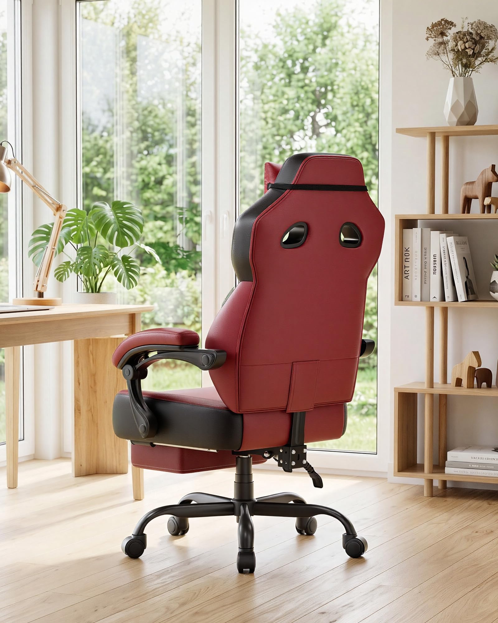 GTPLAYER Big & Tall Gaming Chair, 90°-155° Adjustable Reclining Office Seat with Footrest, Ergonomic Comfy Computer Desk Chair for Adults, Home Office Gaming Study Use, Black - Flex Gamingproduct_type