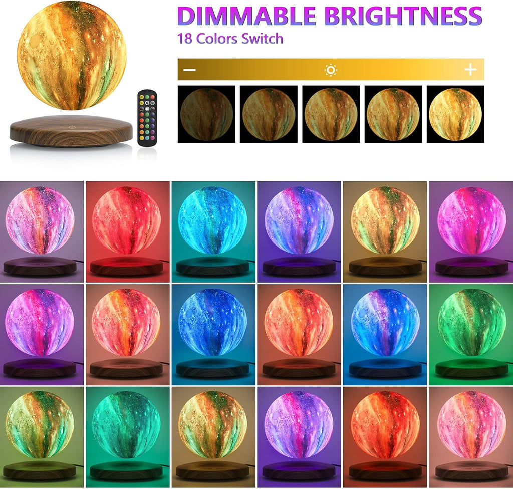 GROPINFLY Levitating Moon Lamp – 18 Colors & Multicolor