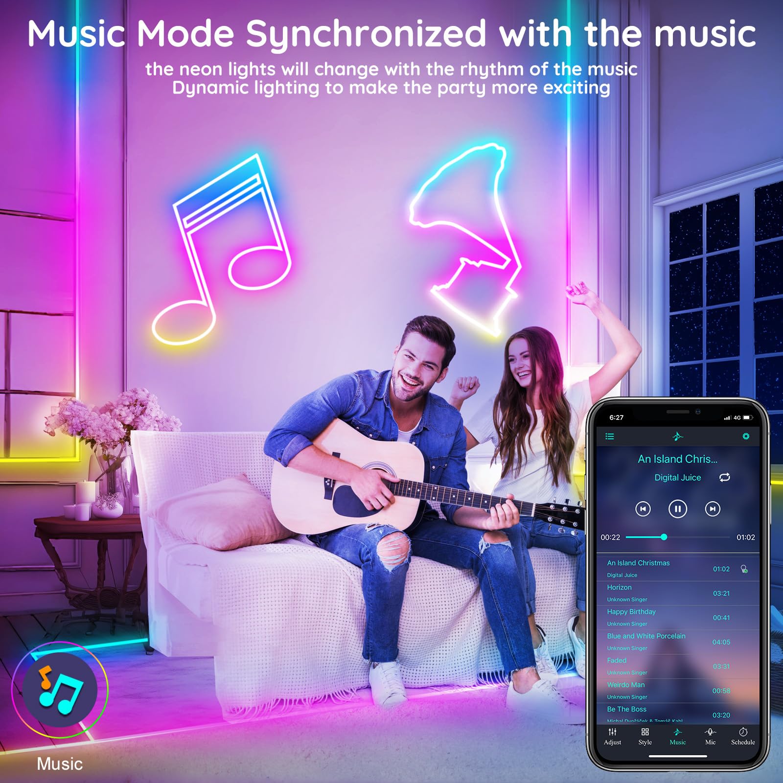 FBZ 200Ft Led Rope Lights, Flexible Neon Lights Control with App/Remote, Multiple Modes, IP65 Outdoor RGB Waterproof, Music Sync Gaming Light Strip for Bedroom Decor (200FT)