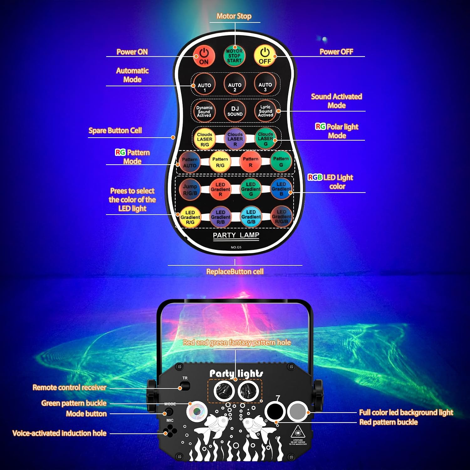 Enjoyedled 3-in-1 Nebula Laser DJ Stage Light – 2 Colors
