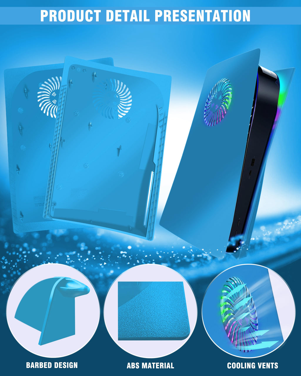 Joso Faceplate for PS5 Disc Edition, Anti-Scratch Dustproof Case Replacement with RGB Ring, Cover Skin Fit for PS5 Console (CD-ROM), Plates for PS5 Accessories, Transparent - Flex Gamingproduct_type