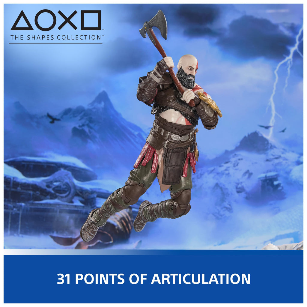 PlayStation God of War Ragnarok, 6” Atreus Action Figure with 4 Accessories, The Shapes Collection, for PS5 Fans & Collectors Ages 17+