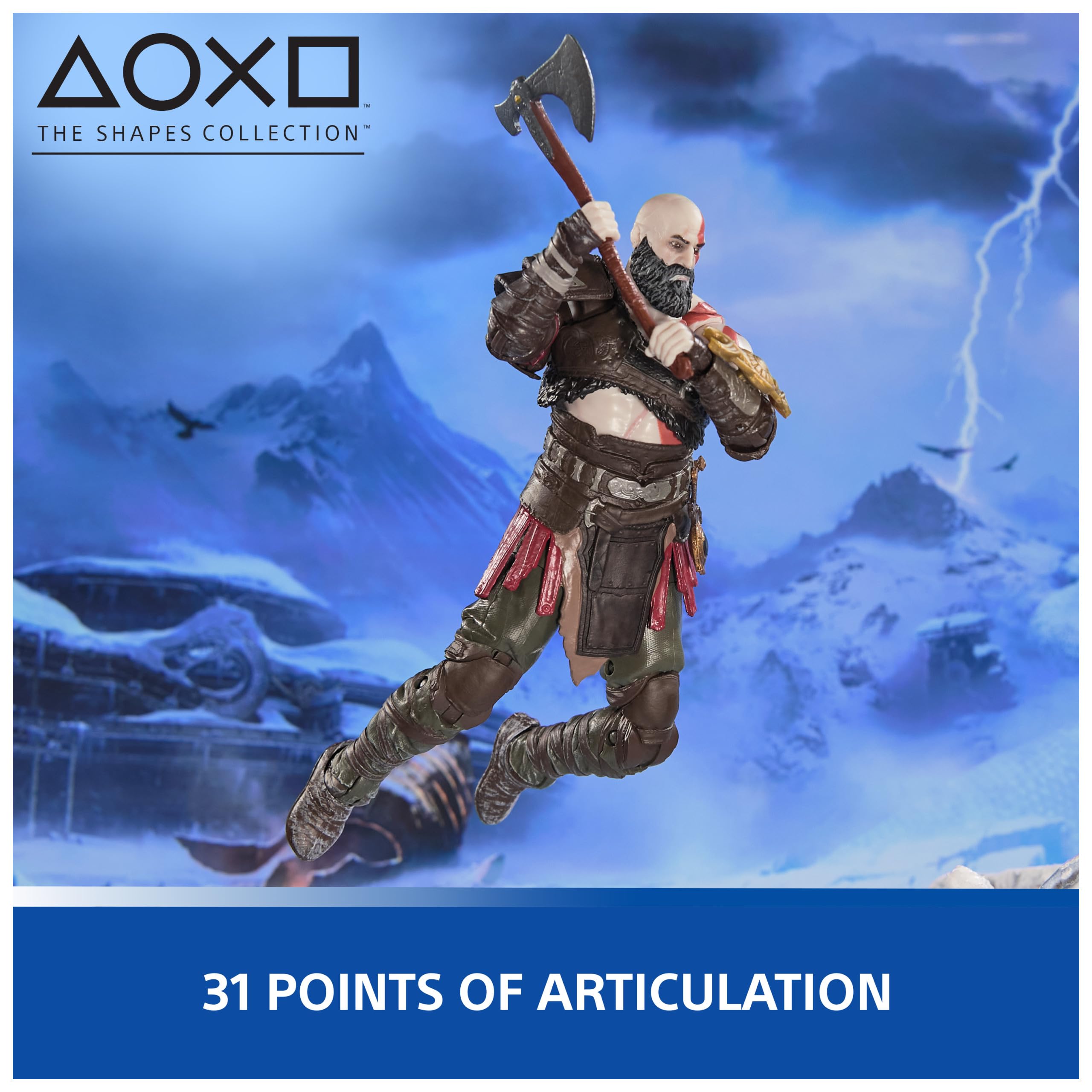 PlayStation God of War Ragnarok, 6” Atreus Action Figure with 4 Accessories, The Shapes Collection, for PS5 Fans & Collectors Ages 17+