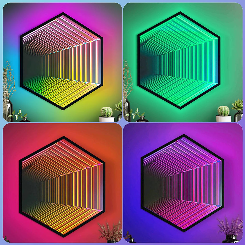 3D Infinity Mirror Light, 28" Octagon LED Tunnel Wall Light with 358 LEDs, App & Remote RGB Color Changing Mirror for Gaming Room Decor, Party, Bar, Geometric Art Deco Wall Mounted - Flex Gamingproduct_type