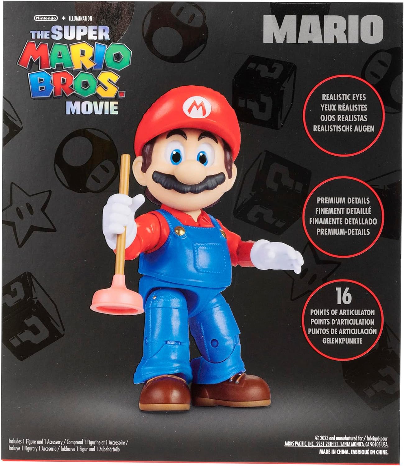 THE SUPER MARIO BROS. MOVIE - 5 Inch Action Figures Series 1 – Mario Figure with Plunger Accessory