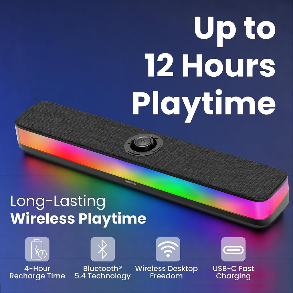 Philips PC Sound Bar Desktop Speaker with Bluetooth 5.4 & RGB