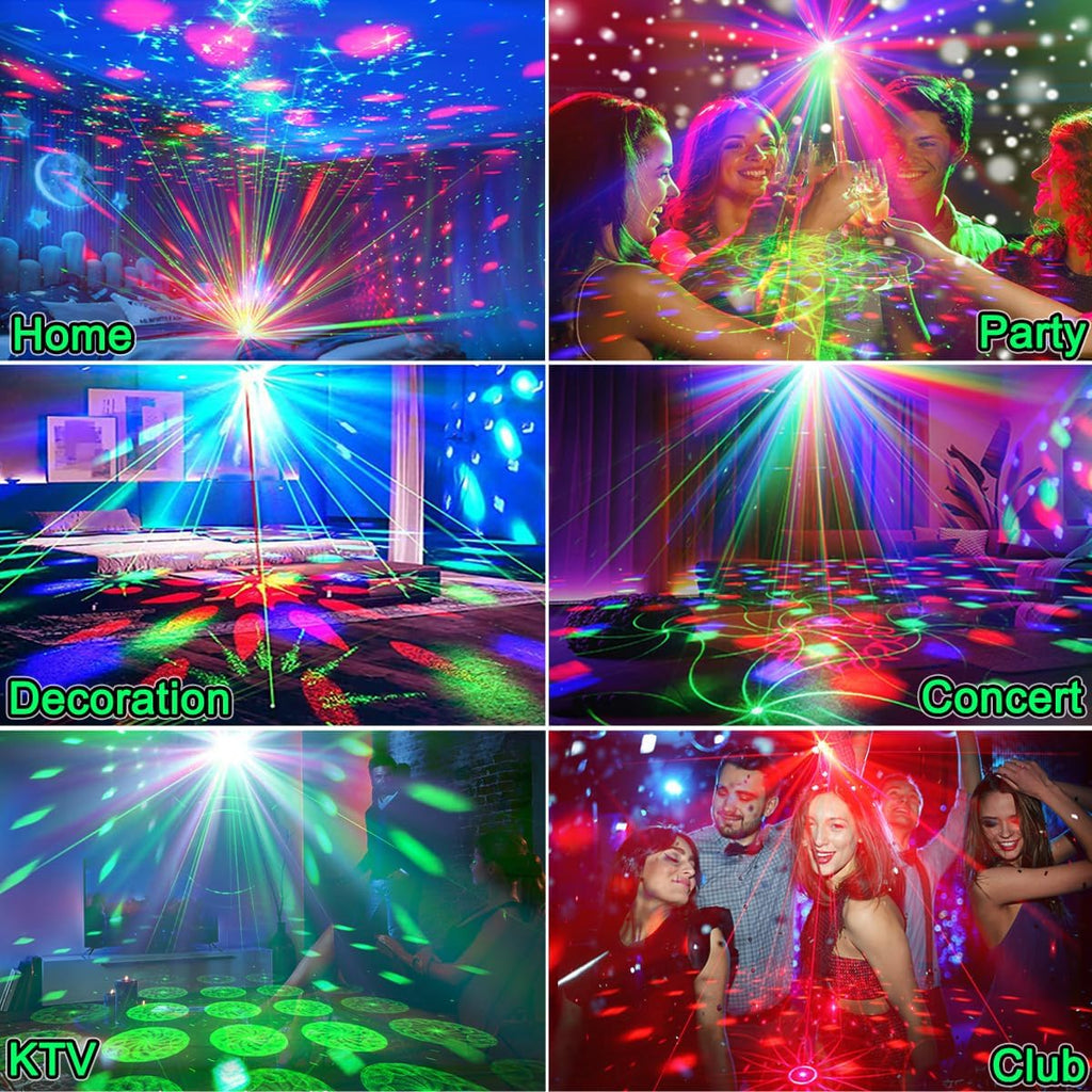 Party Lights,Disco DJ Strobe Light Rave Stage Projector Effect Dance Club Light Sound Activated with Remote Control for Parties Home Show KTV Pub Dance Christmas