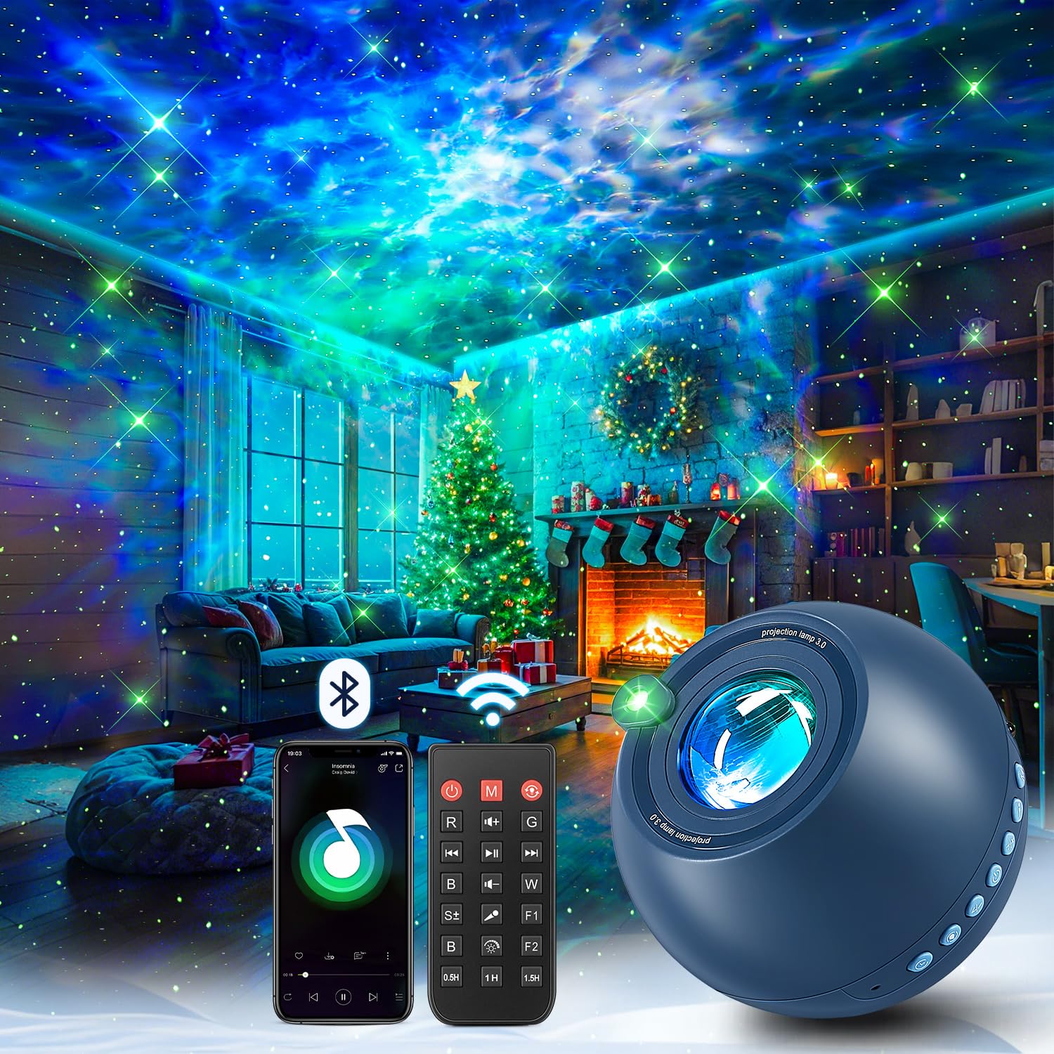 One Fire 360 Game Lights Galaxy Projector Gaming Accessories Gaming Room Decor Green Star Bluetooth Speaker+15 White Noise Man Cave Accessories Cool Gifts for Men Birthday Gift Cool Stuff for Teen Boy - Flex Gamingproduct_type
