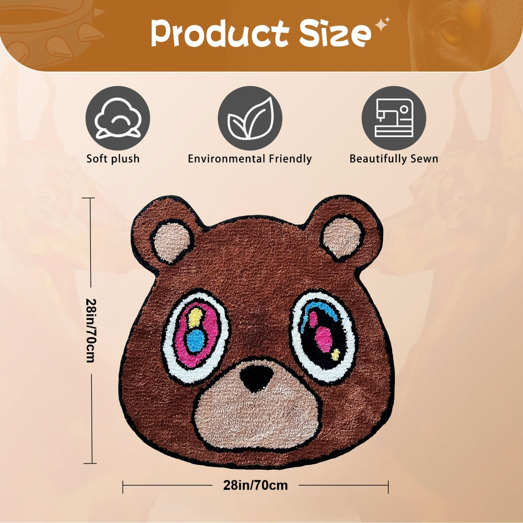 Graduation Bear Rug - Hypebeast Room Decor, Ultra-Soft Hypebeast Rugs with TPR Non-Slip Backing, Trendy Cloud-Like Plush Cute Carpet, Cool Rugs for Bedroom & Man Cave (28"x28") - Flex Gamingproduct_type