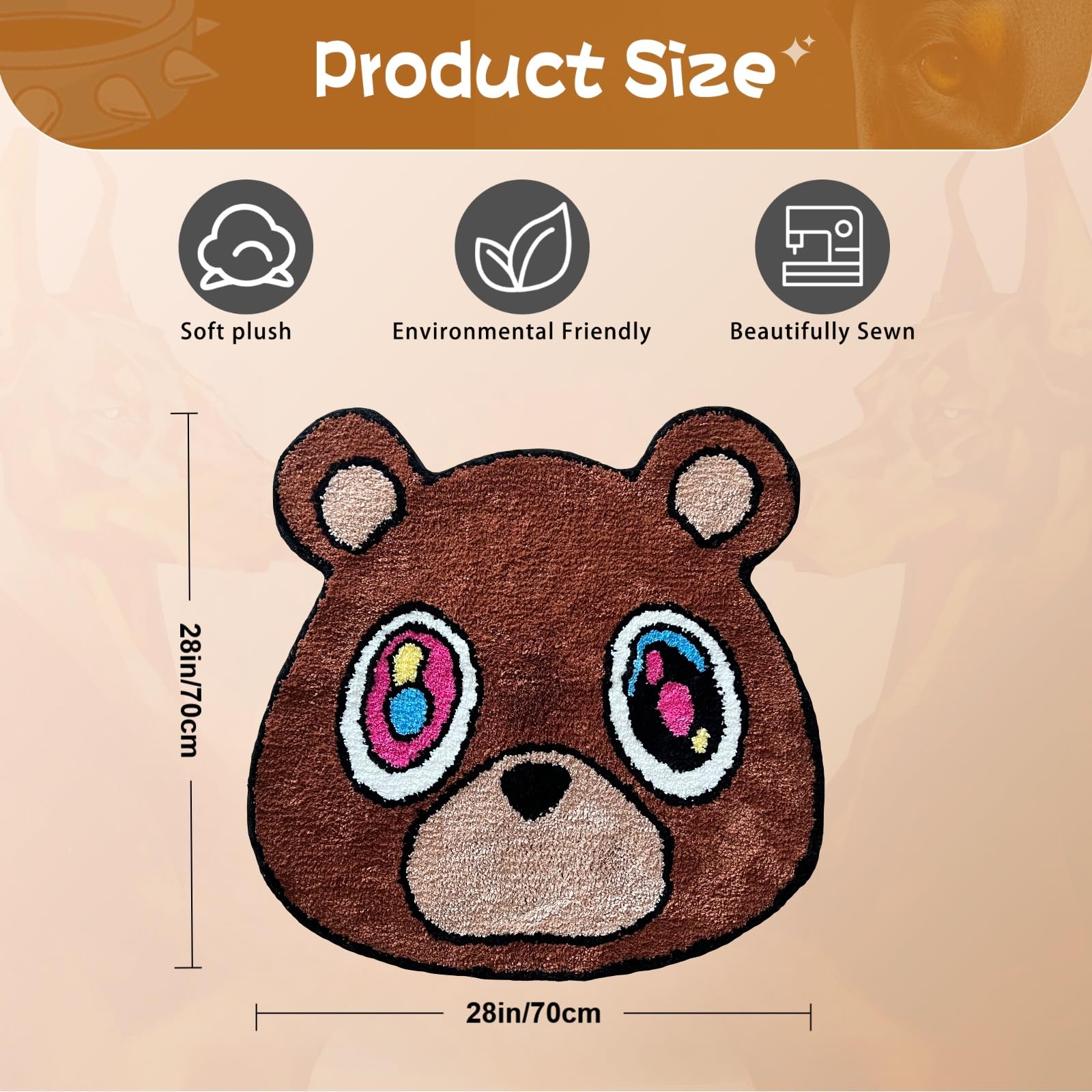 Graduation Bear Rug - Hypebeast Room Decor, Ultra-Soft Hypebeast Rugs with TPR Non-Slip Backing, Trendy Cloud-Like Plush Cute Carpet, Cool Rugs for Bedroom & Man Cave (28"x28") - Flex Gamingproduct_type