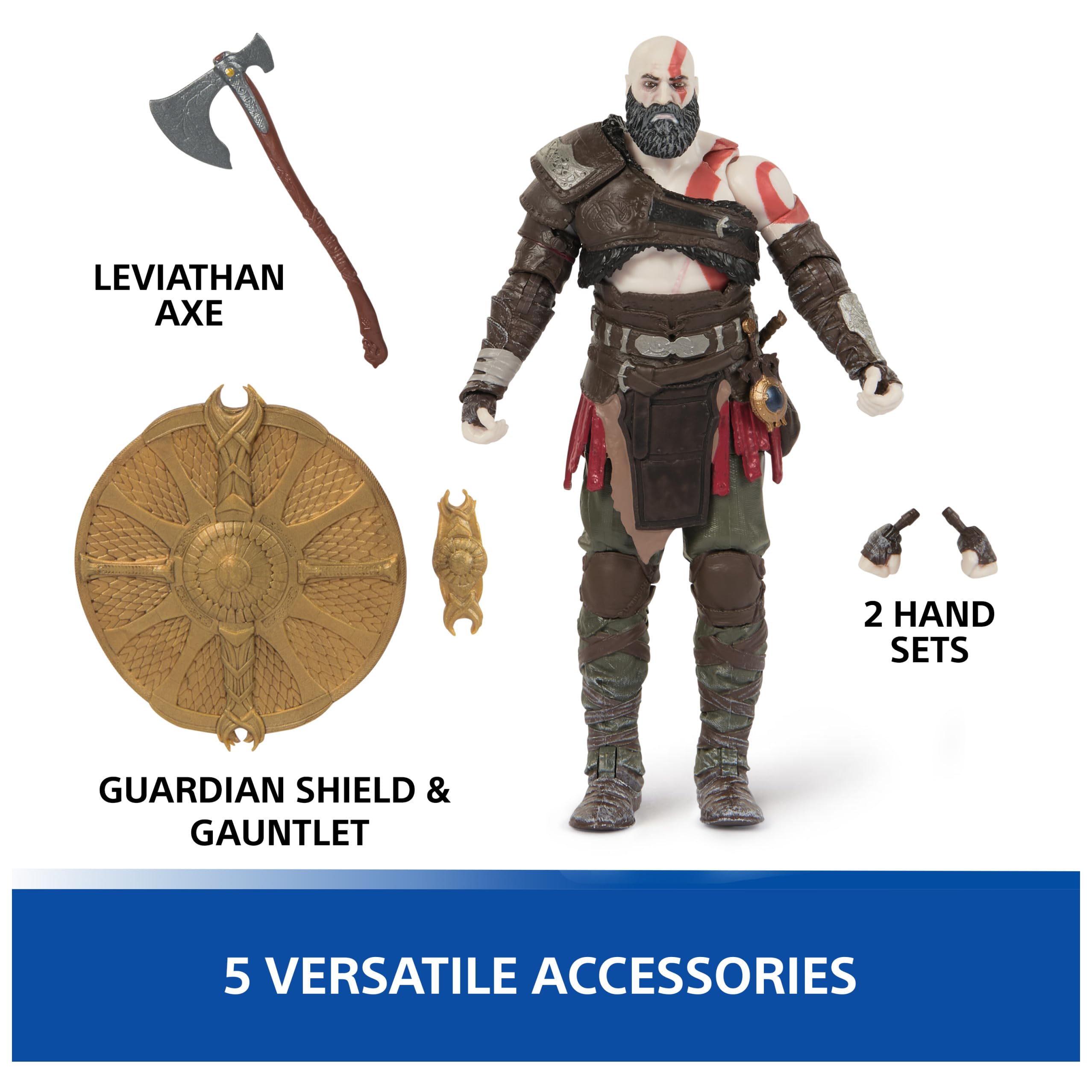 PlayStation God of War Ragnarok, 6” Atreus Action Figure with 4 Accessories, The Shapes Collection, for PS5 Fans & Collectors Ages 17+