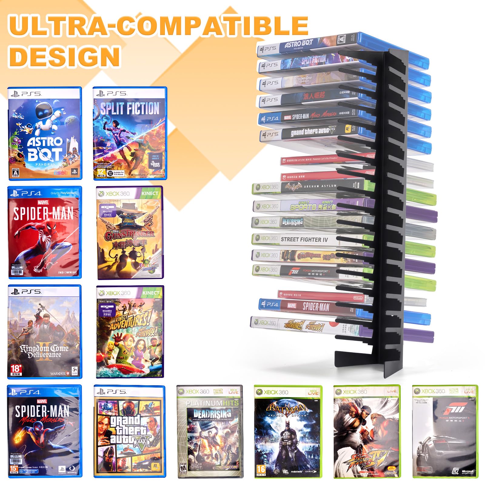 4 Pack Video Game Case Storage Wall Mount - Holds Up to 72 Disc Boxes,Metal Wall Mounted Game Case Holder for PS,DVD,Xbox Game Organizer - Flex Gamingproduct_type