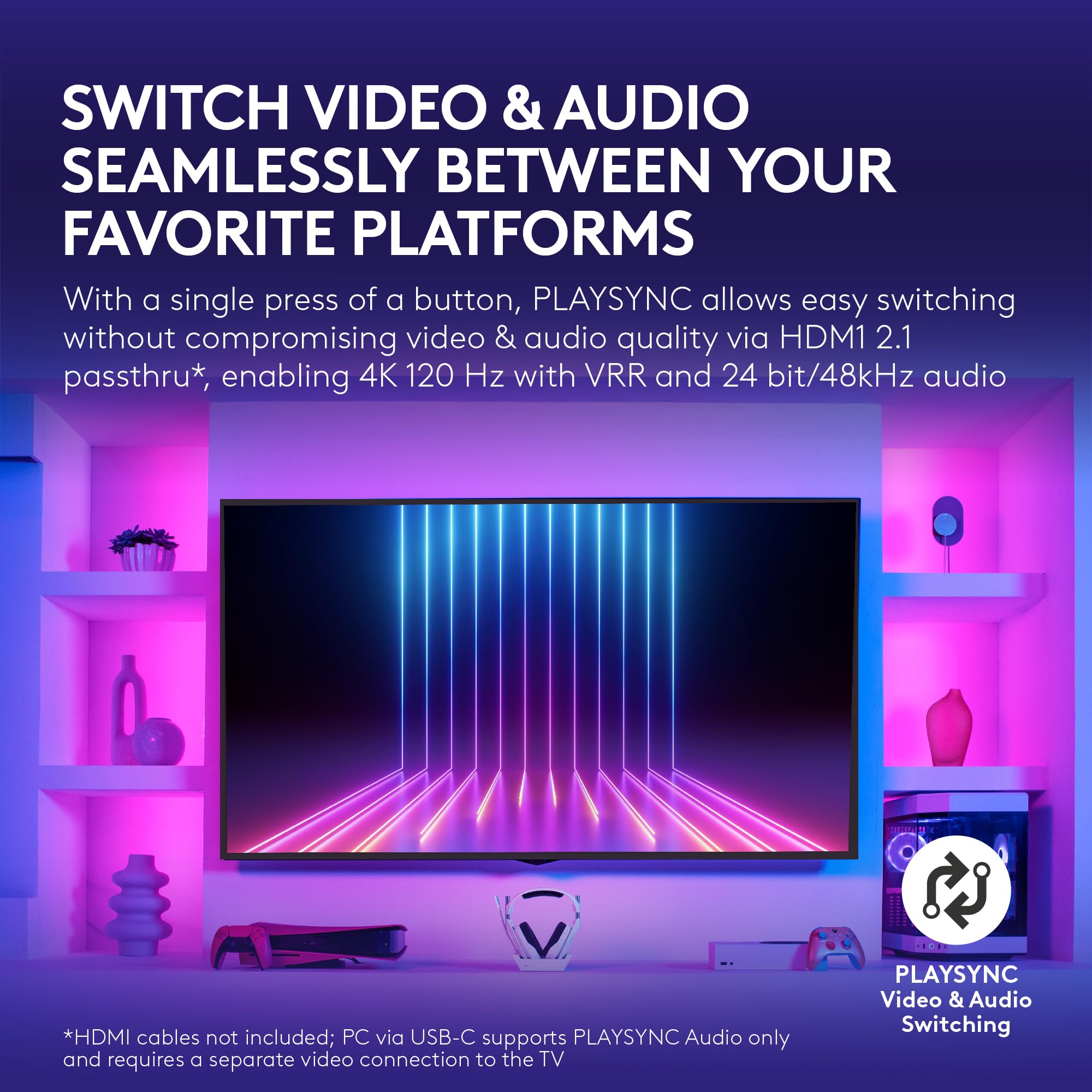 Logitech G Astro A50 X Multi-Platform Wireless Gaming Headset + Base Station for PS5/Xbox/PC: PLAYSYNC Video & Audio Switcher, HDMI 2.1 4K 120Hz VRR, <24bit/48kHz, 24hr Battery, 2.4GHz & BT - Black - Flex Gamingproduct_type