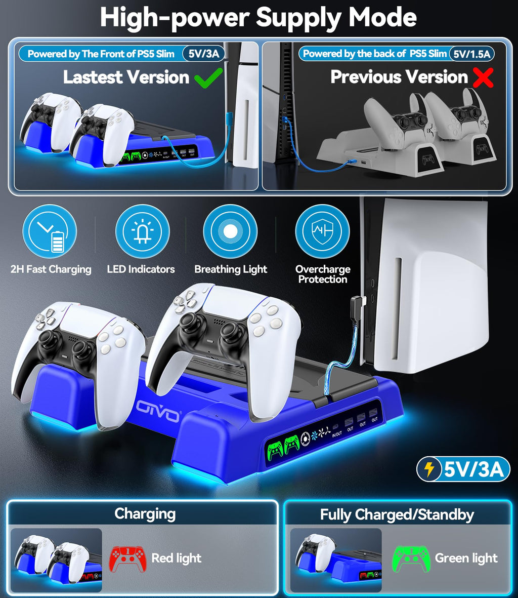 OIVO PS5 Stand & Cooling Station with Controller Charging – 5 Colours