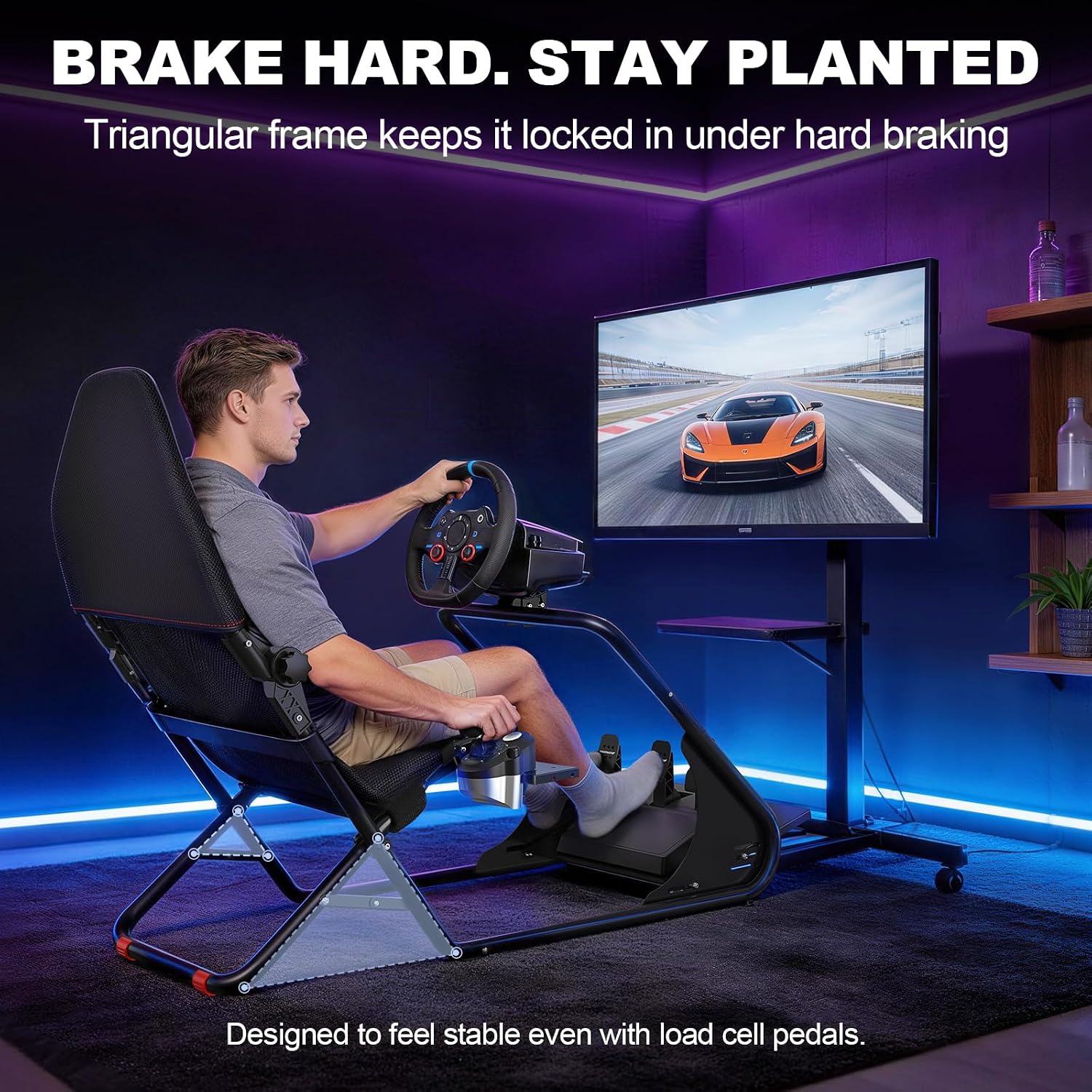 DIWANGUS Racing Simulator Cockpit - Multi Angle Adjustable Pedal & Wheel Panel Breathable Mesh Foam Seat for Sim Racing Cockpit Compatible with Logitech, Thrustmaster, Fanatec, Moza- Ergonomic GT - Flex Gamingproduct_type
