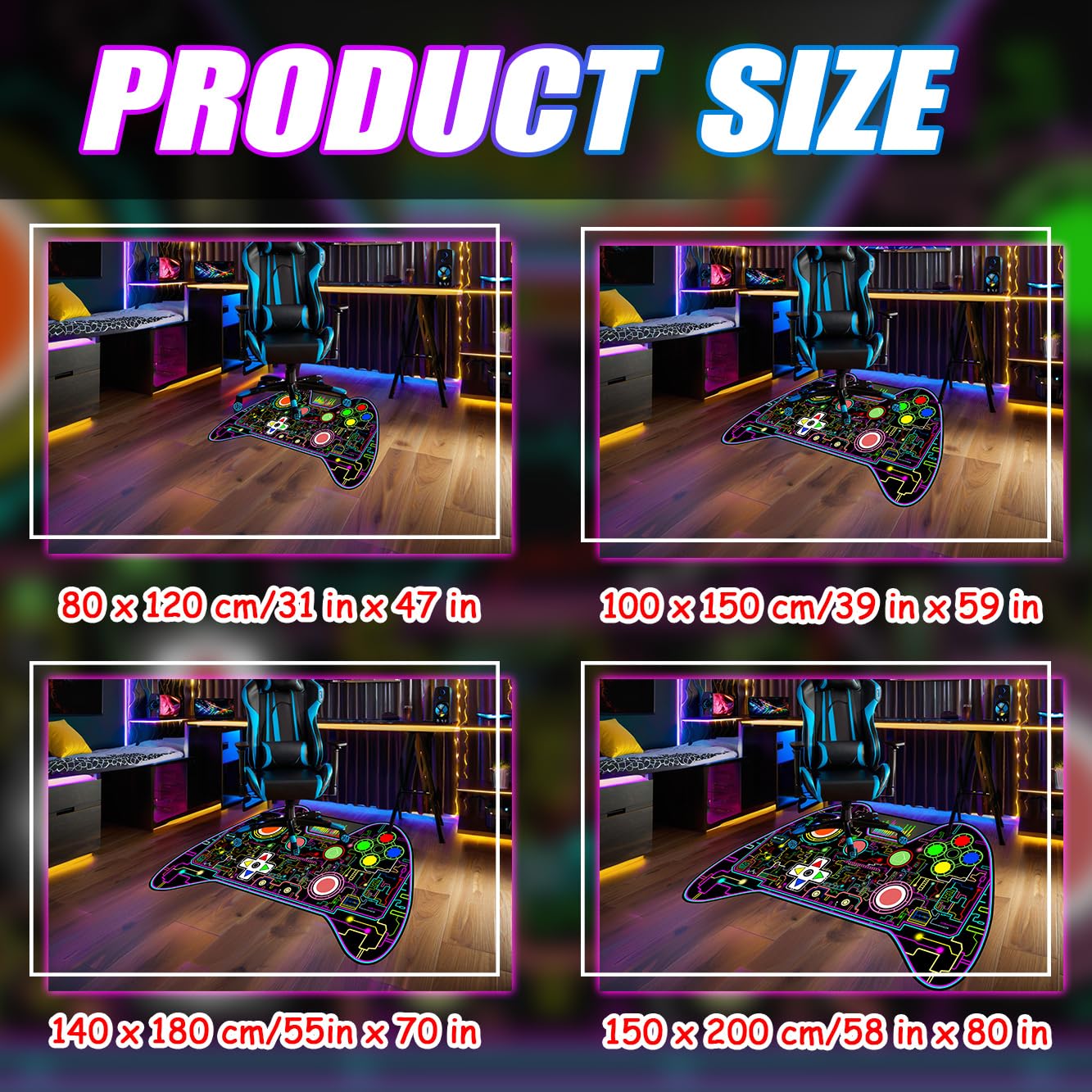 Video Game Shaped Carpet Rug - Gamepad Shaped Area Rug for Boys Bedroom Gaming Themed Area Rugs Kids Boys Gaming Room Decor, 4.5x6 Feet - Flex Gamingproduct_type