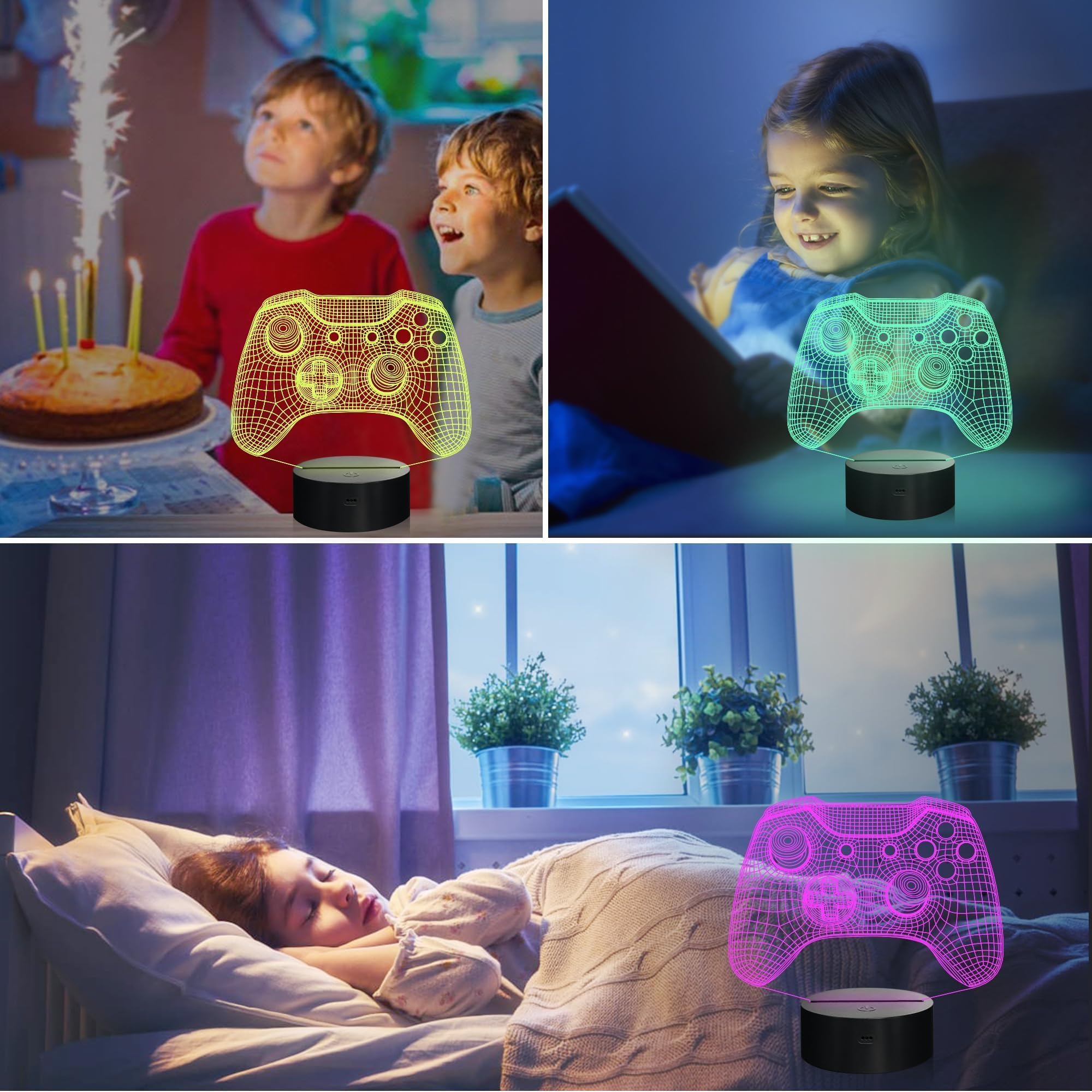 Attivolife Gamepad 3D Lamp, Hologram Illusion Controller Night Light for Kid, 16 Colors Changing & Remote Dimmer Control, Cool Boy Girl Video Gaming Room Accessories as Xmas Birthday Gift for Teen