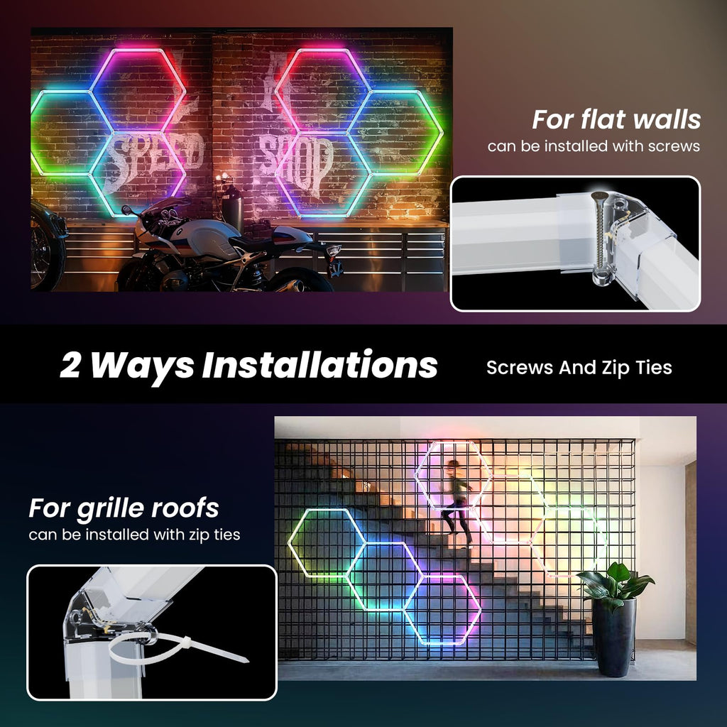CyanCliff RGB Hexagon LED Panel Lights – 3 Sizes & 4 Colors