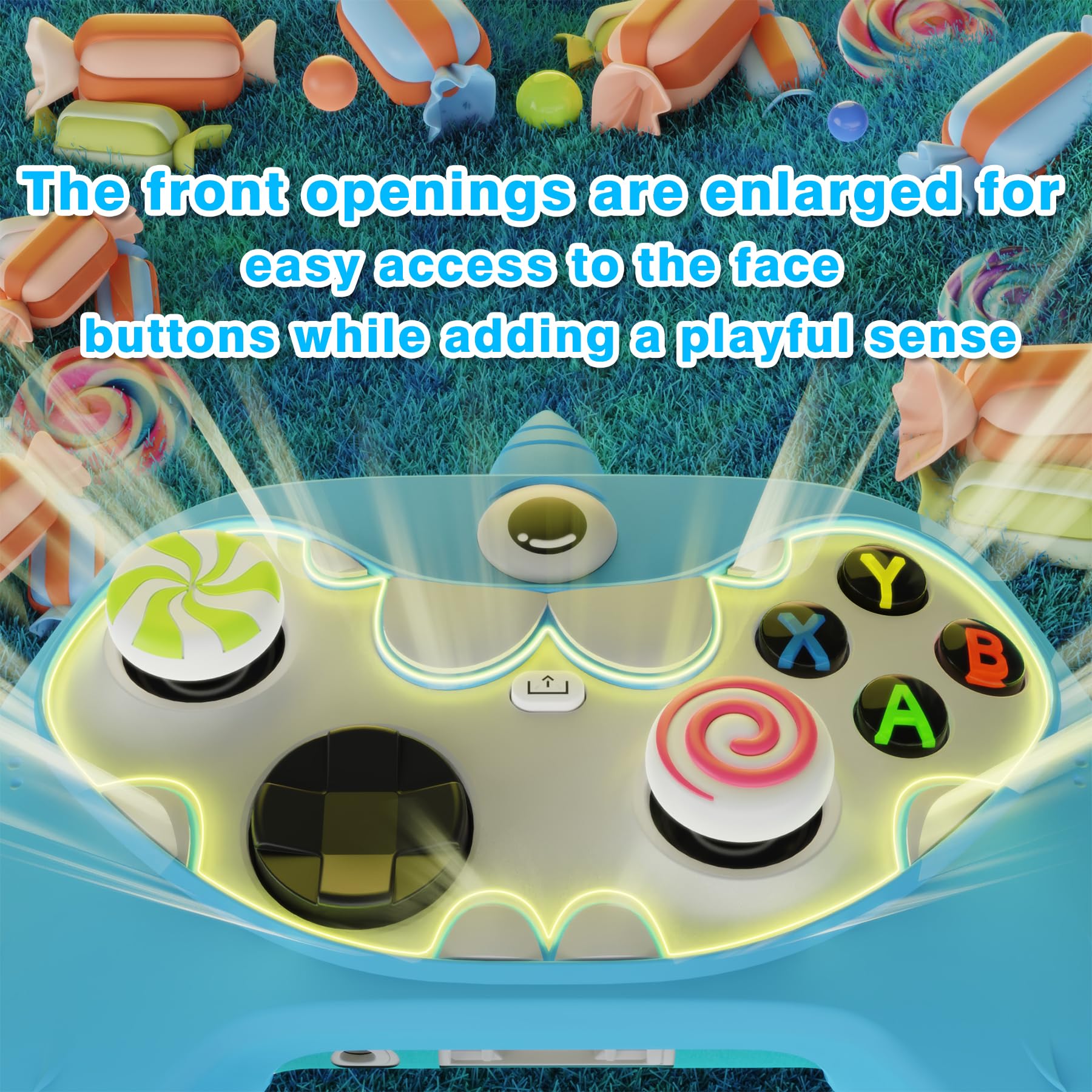 PlayVital MonoEye Monster Controller Skin for Xbox Series X/S - Cute Anti-Slip Silicone Cover Case with 4 Candy Thumb Grip Caps & Stickers, Full Protection Set, Green - Flex Gamingproduct_type